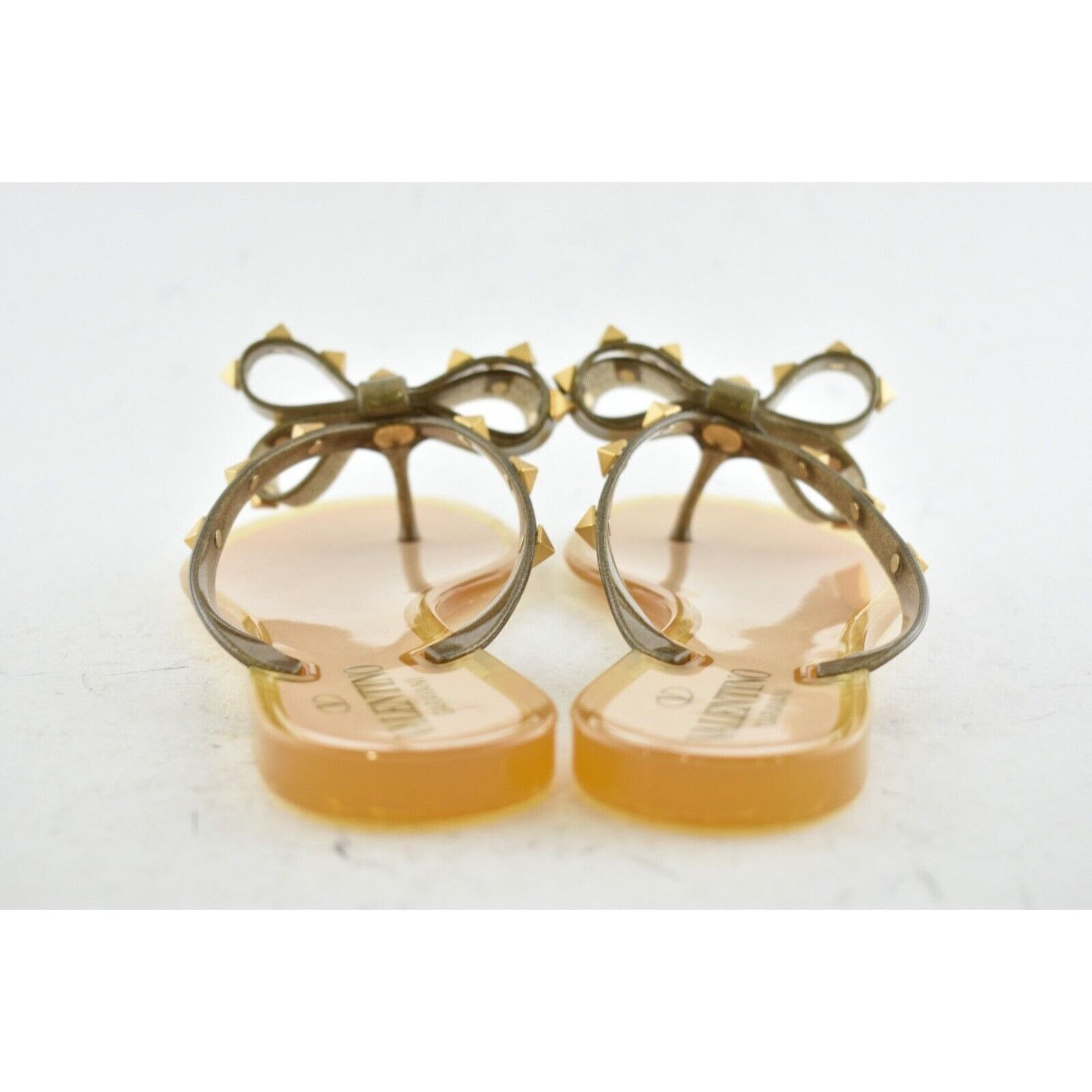 Valentino Valentino Rockstud Jelly Bow Bronze Rubber Thong Flat Slide Size US 5 / IT 35 - 10 Thumbnail