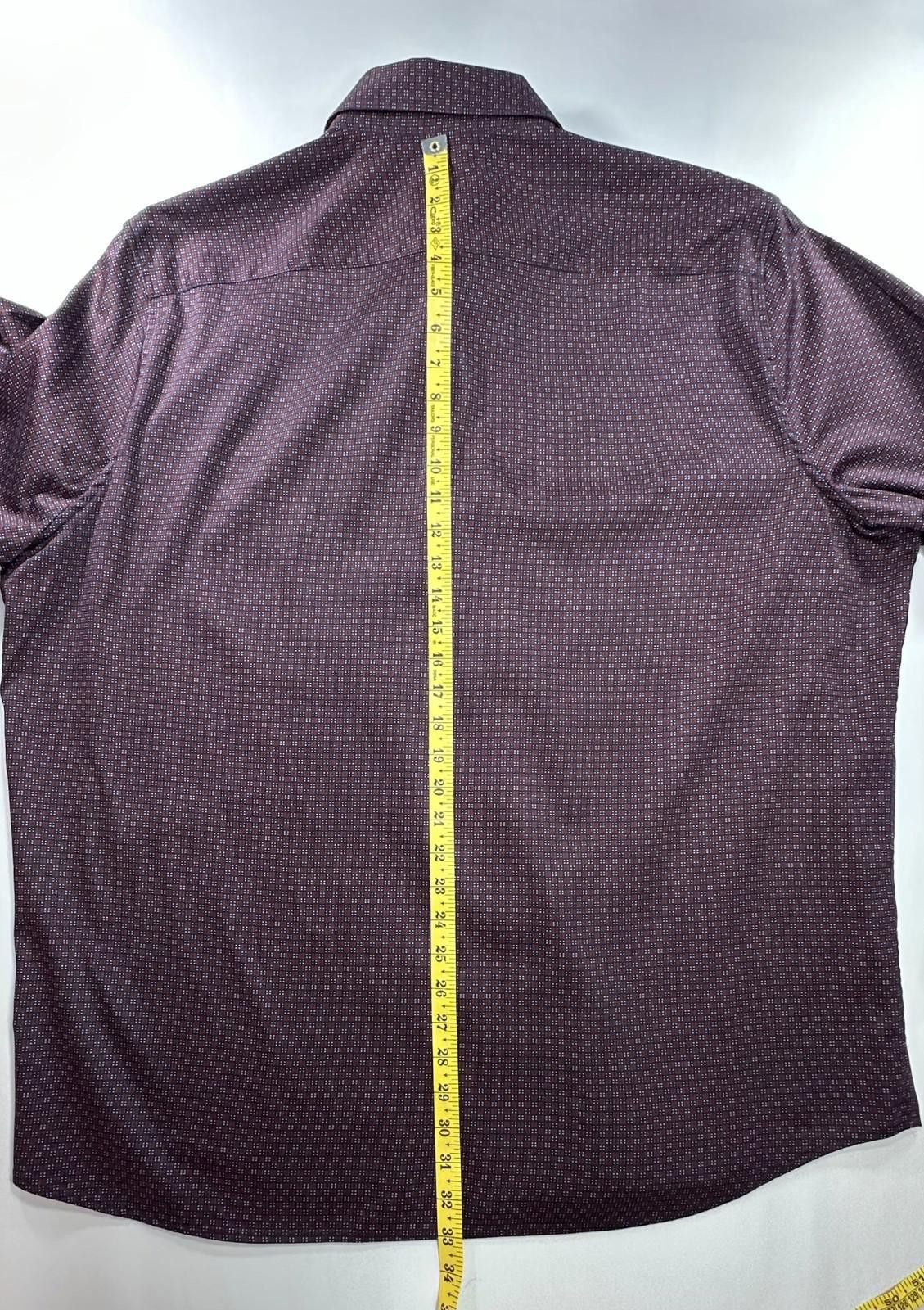 Elie Tahari Tahari Regular Fit Stretch Dress Shirt Maroon Mens 2XL Size 48R - 3 Thumbnail