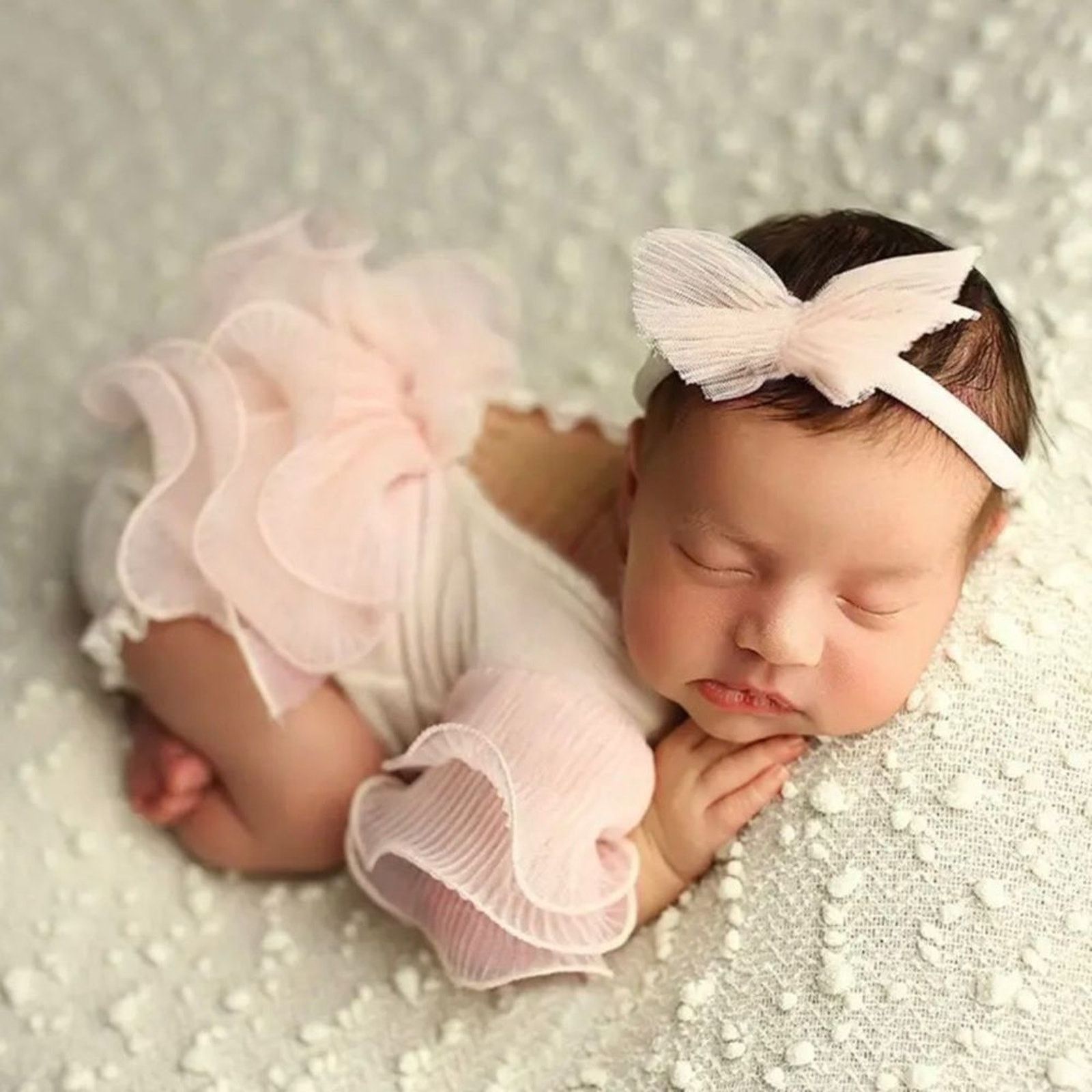 Other Newborn Photography Lace Romper Bow Headband Set Baby Girl Size ONE SIZE - 2 Thumbnail