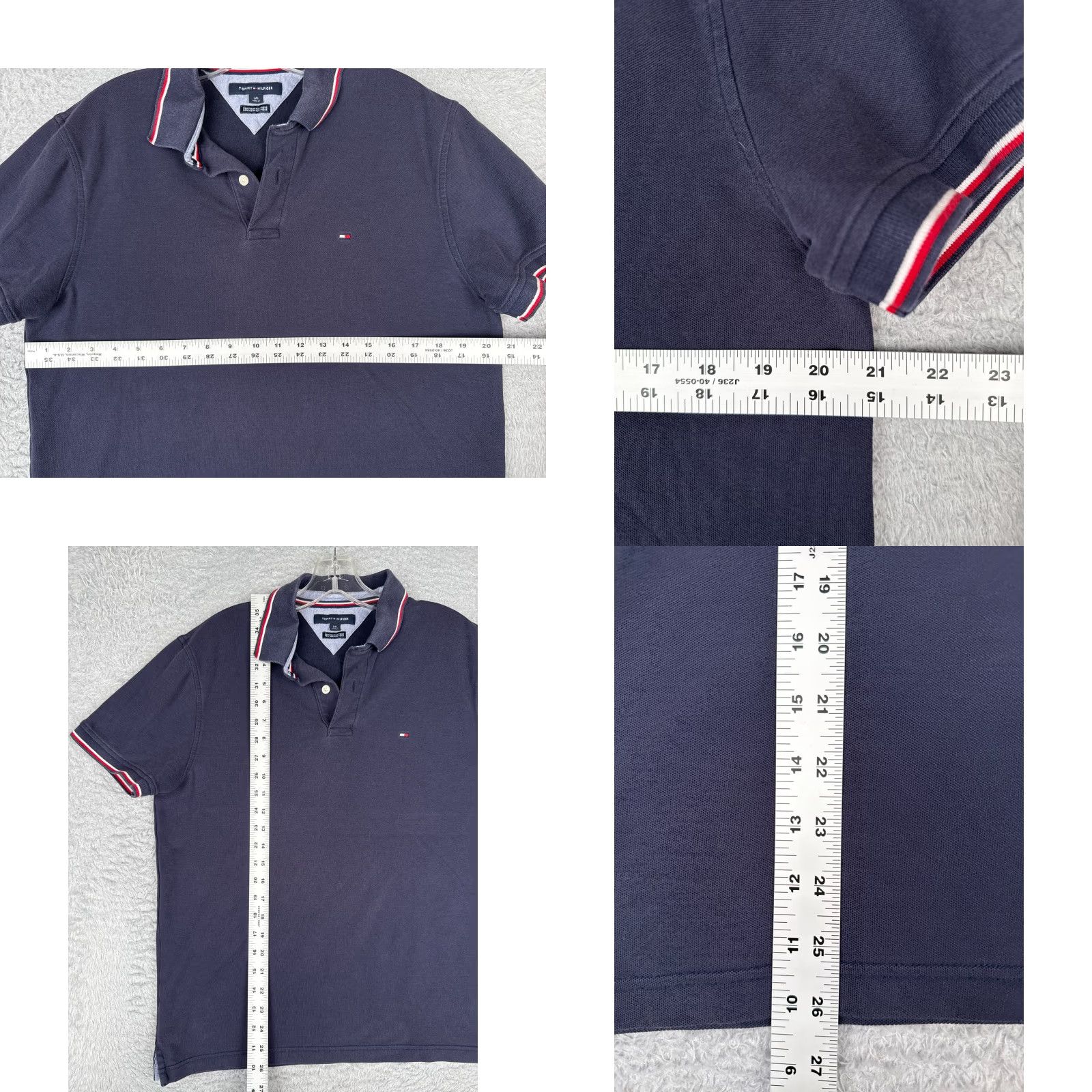 Tommy Hilfiger VINTAGE Tommy Hilfiger Polo Shirt Men Large Blue 100% Cotton Performance Pique READ Size US L / EU 52-54 / 3 - 8 Thumbnail