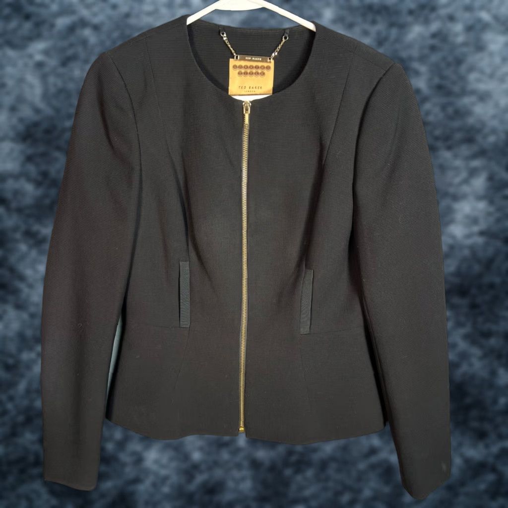 Ted Baker Ted Baker Womens Black Textured Zip Jacket Size 2 Office Shirt? Size XS / US 0-2 / IT 36-38 - 1 Thumbnail
