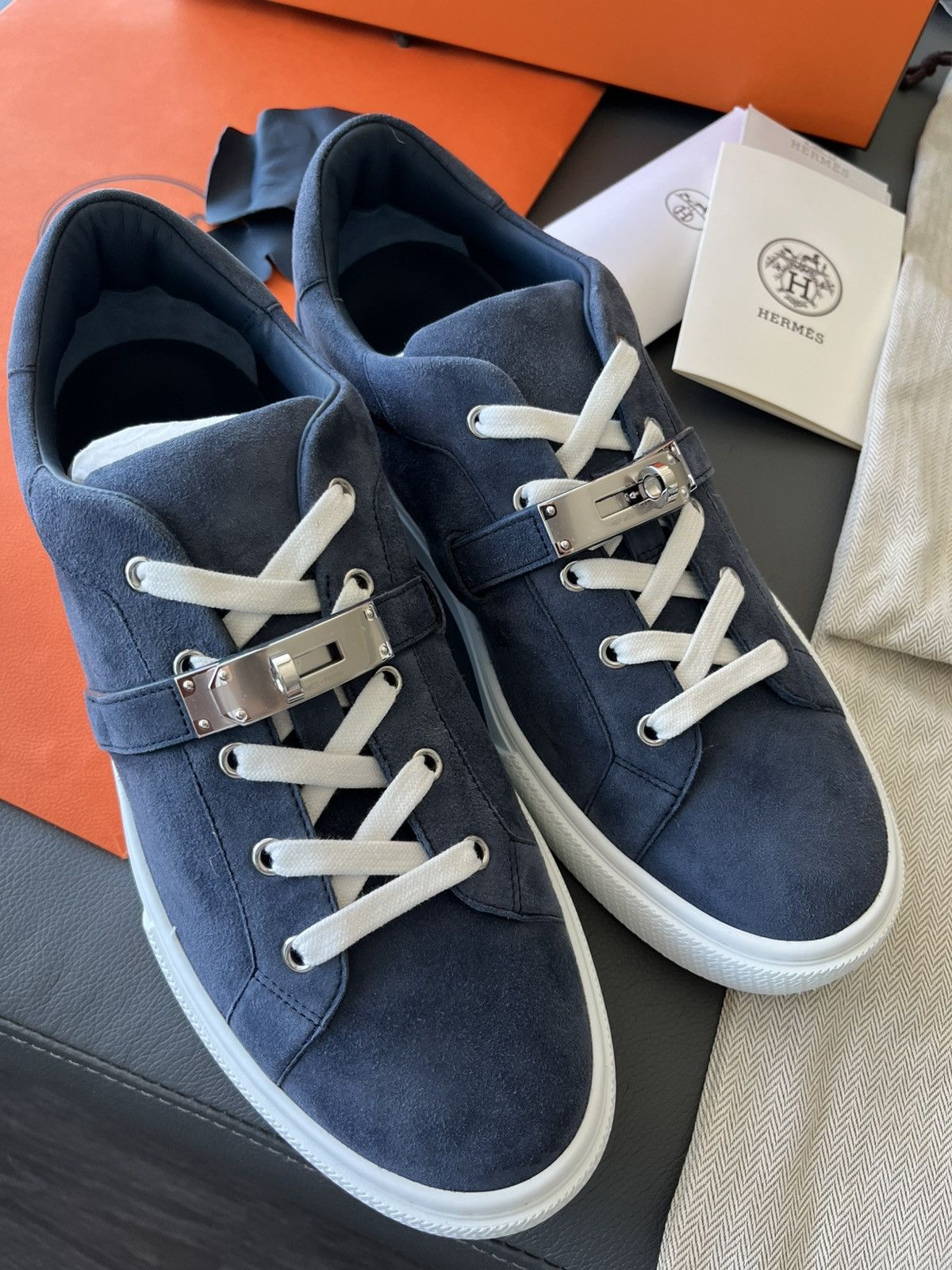 Hermes Hermes Day Sneaker Suede Chevre Velours Blue Celeste Size US 10.5 / EU 43-44 - 15 Thumbnail