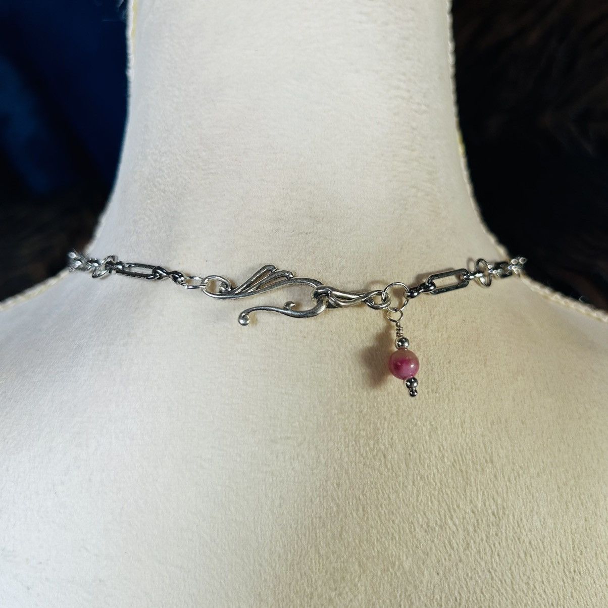 Handmade Handcrafted rutilated quartz rhodonite elbaite pendant chain Size ONE SIZE - 4 Thumbnail