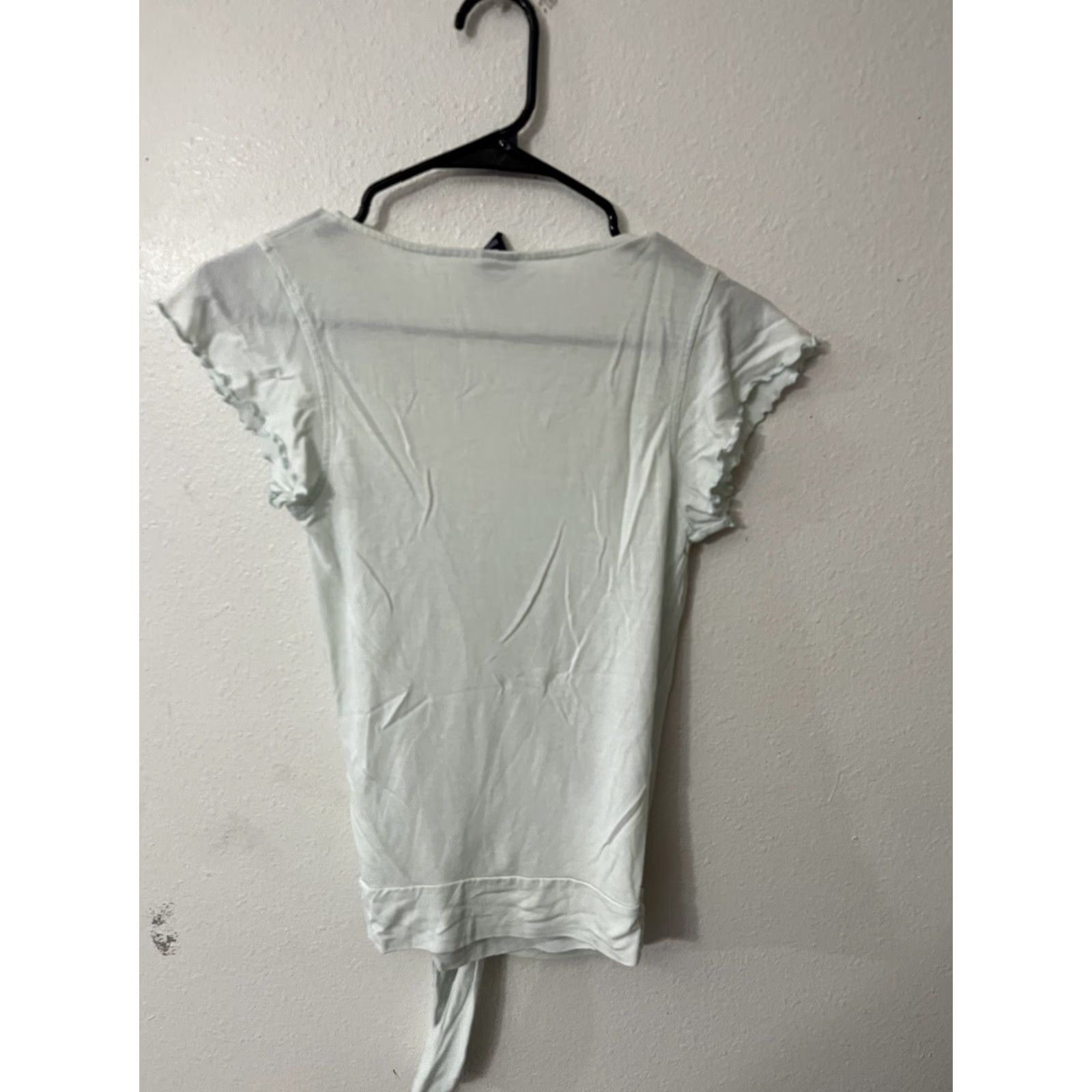Gap GAP Women's XS Mint Green Short Sleeve V-Neck Tie T-Shirt Casual Cotton Size XS / US 0-2 / IT 36-38 - 2 Thumbnail