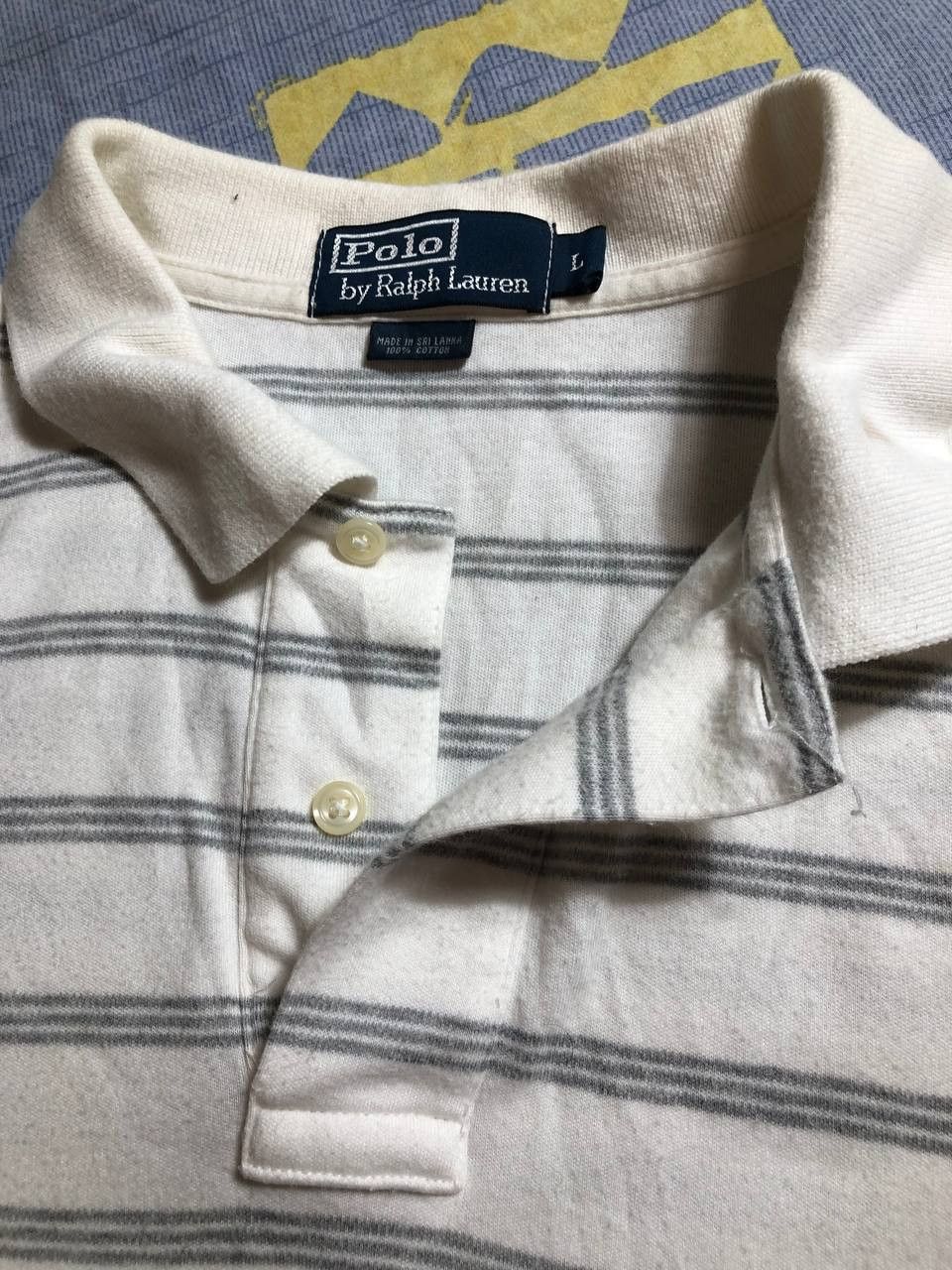 Polo Ralph Lauren Vintage Polo Ralph Lauren polo shirt in a strip Mens White L Size US L / EU 52-54 / 3 - 5 Thumbnail