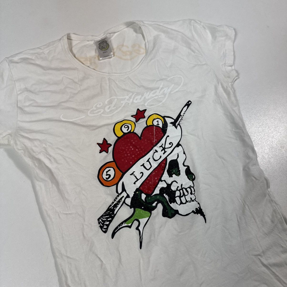 Christian Audigier × Ed Hardy × Vintage vintage t shirt ed hardy x christian audigier big skeleton Size L / US 10 / IT 46 - 3 Thumbnail