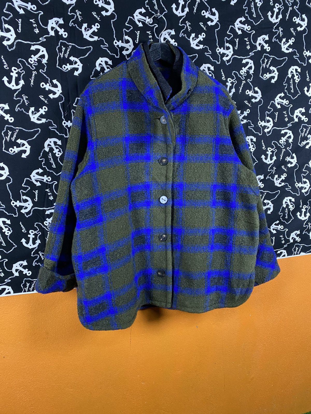 Japanese Brand Vintage Akane Japanese Plaid Cape Jacket Blue Green Check Size L / US 10 / IT 46 - 5 Thumbnail