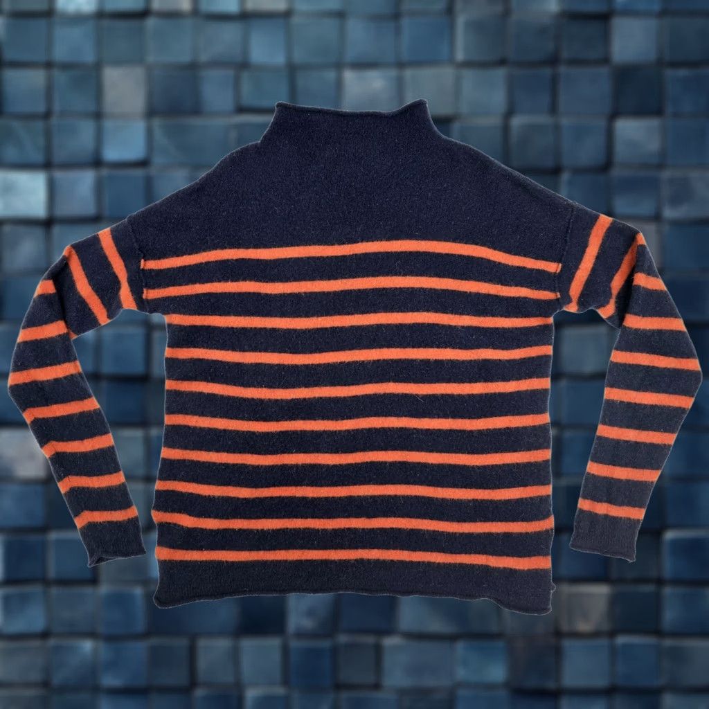 Madewell Madewell Cardigan Sweater Women M Blue Orange Wool Alpaca Knit Pullover Mock Neck Pockets Striped Bohemian Classic Retro Fall Spring Winter Size M / US 6-8 / IT 42-44 - 1 Thumbnail