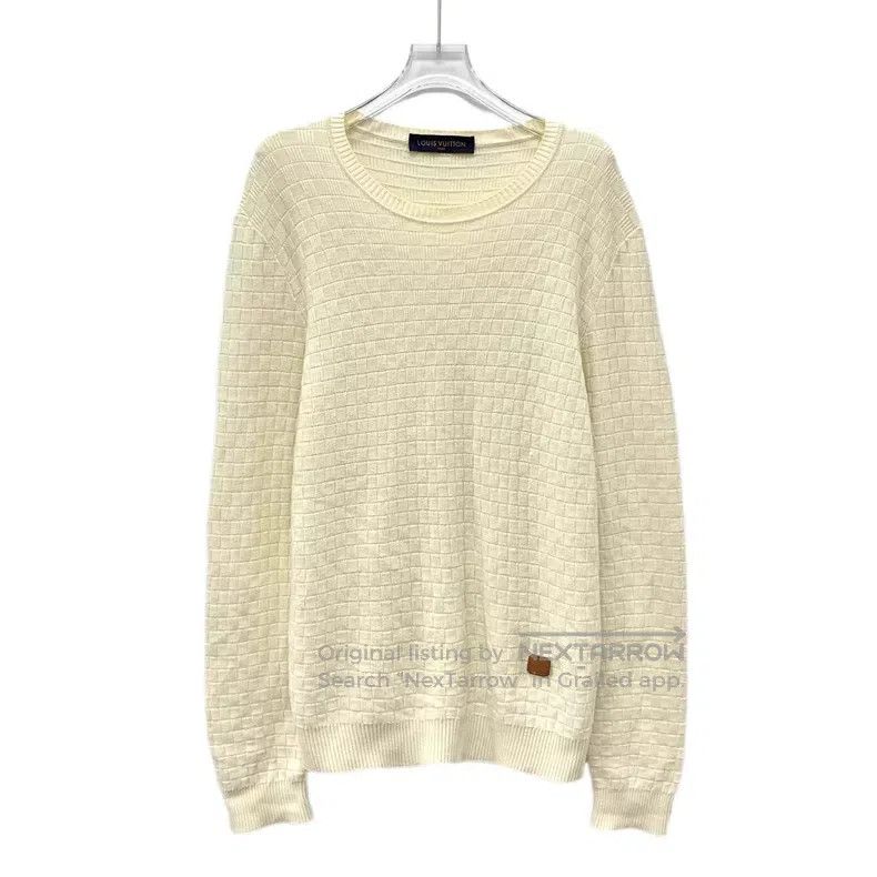 Louis Vuitton Louis Vuitton Cotton crewneck long-sleeve sweater in beige Size US M / EU 48-50 / 2 - 1 Thumbnail