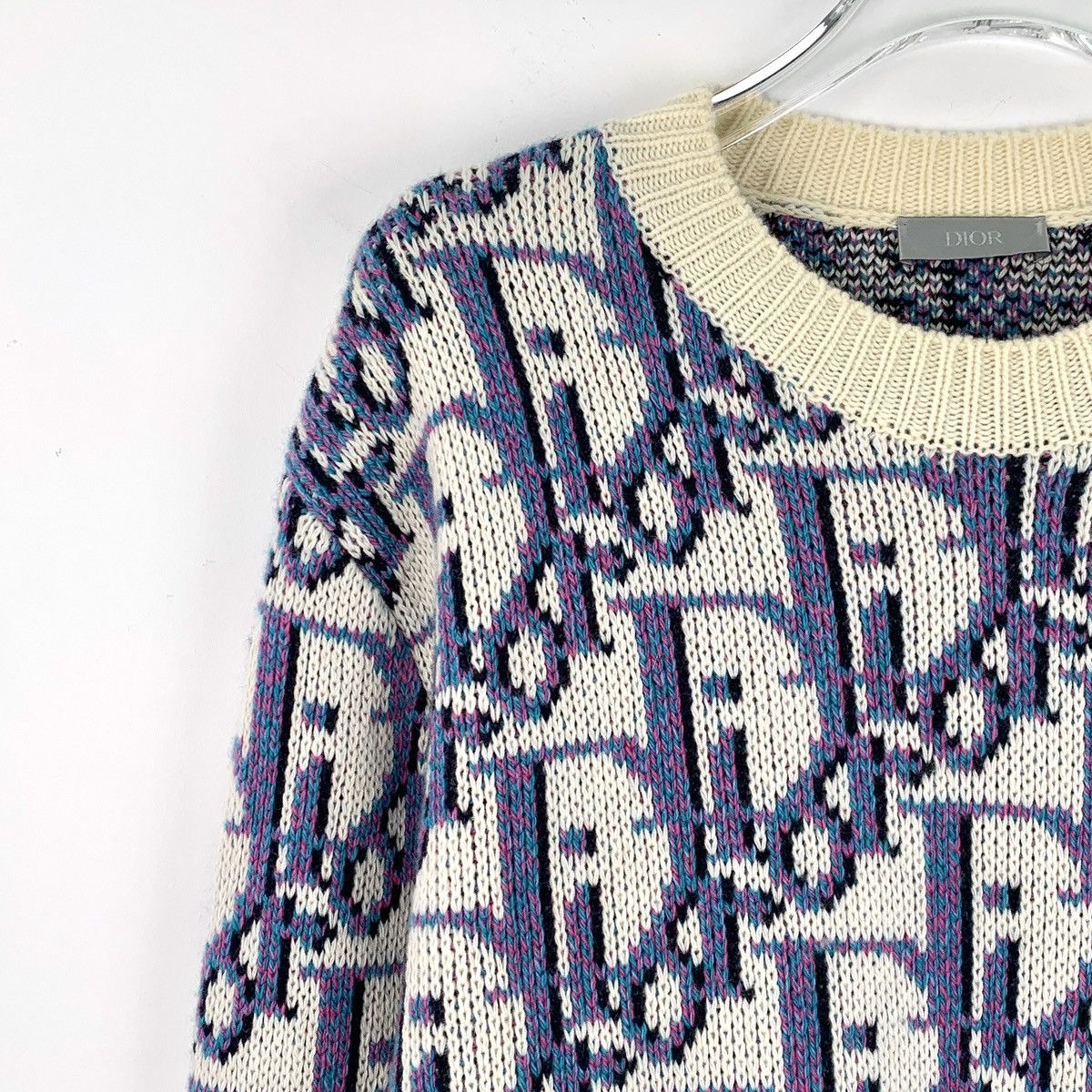 Dior Dior Blue Logo Jacquard All Over Print Wool Knit Sweater Size S / US 4 / IT 40 - 3 Thumbnail
