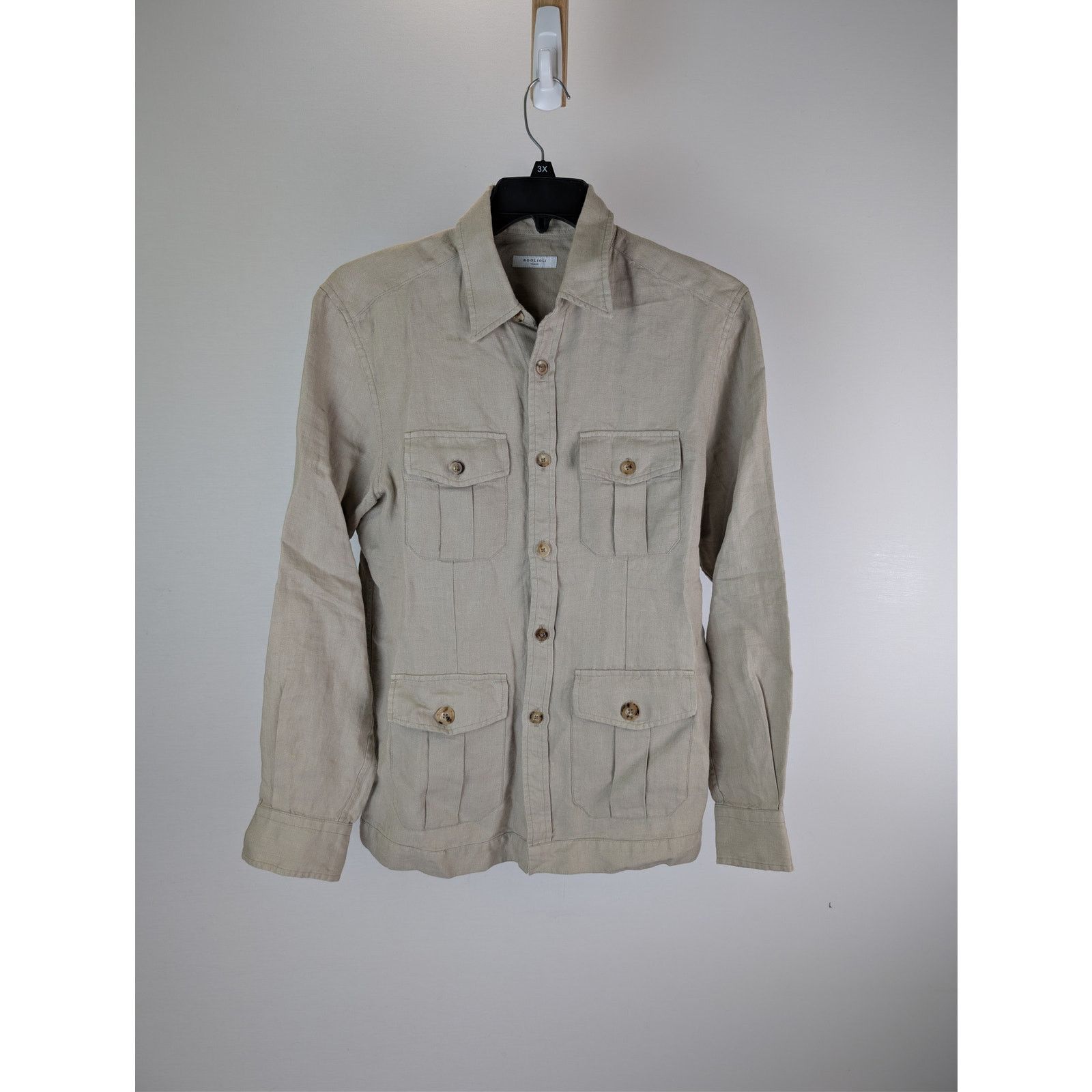 Boglioli o1rshd1 CC20 Button up Shirt with herringbone pattern Beige Size US S / EU 44-46 / 1 - 8 Thumbnail