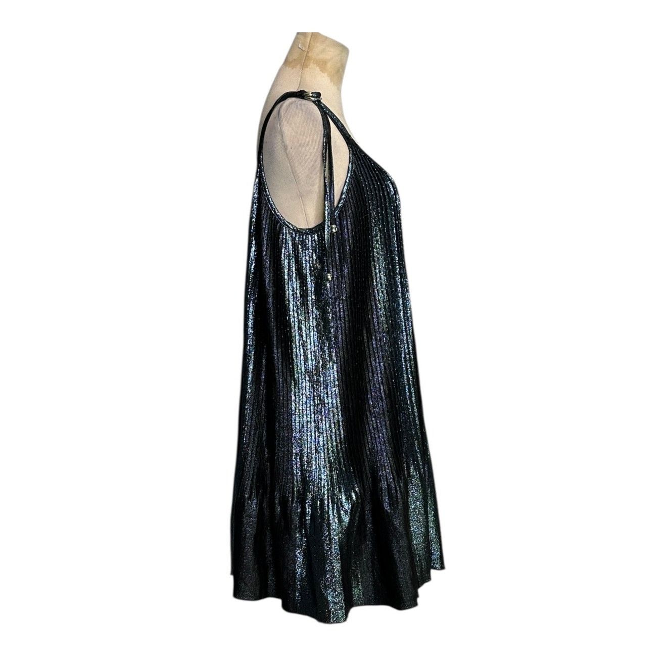 Adam Selman Adam Selman metallic pleated slip mini dress size Small Size S / US 4 / IT 40 - 8 Thumbnail