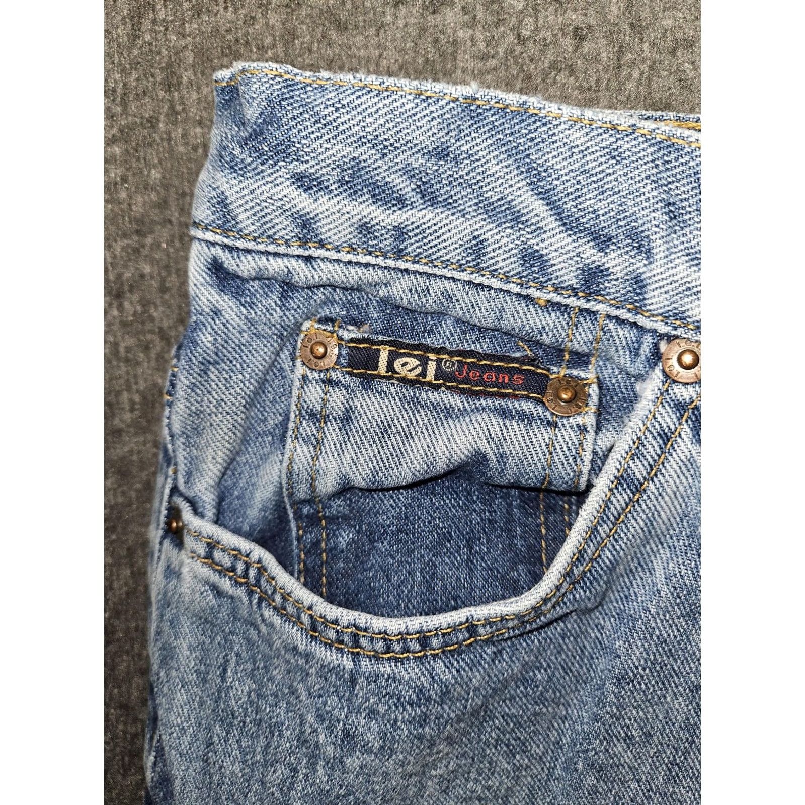 L.E.I. VINTAGE l.e.i. Jeans Juniors 13 Blue Light Wash Bootcut 100% Cotton Denim 90's Jeans Womens Size 34" / US 12 / IT 48 - 7 Thumbnail