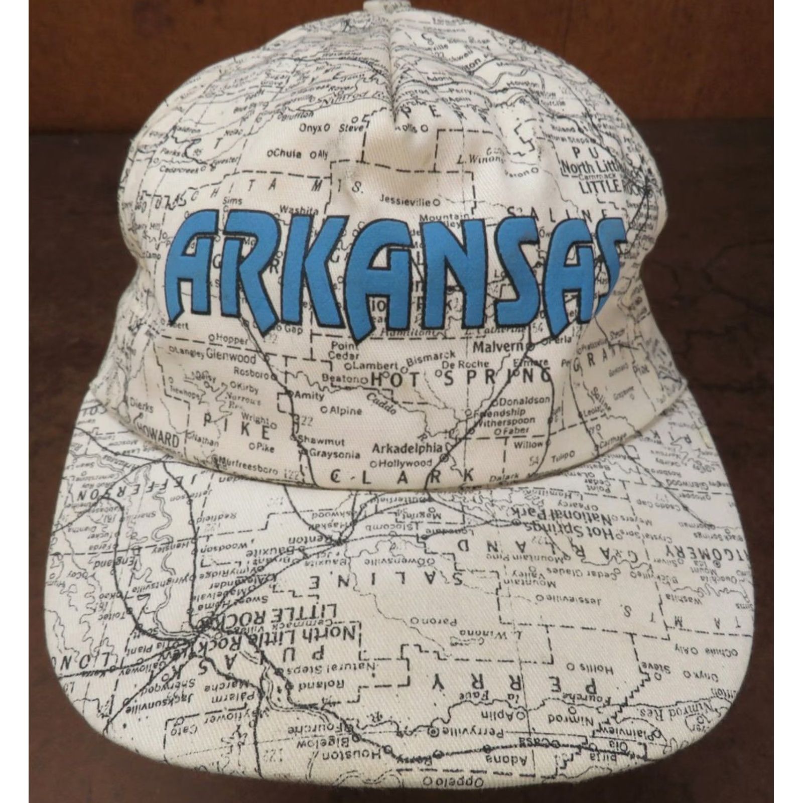 Vintage USA Arkansas Road map Hot springs State adjustable Hat Unisex Adults One Size White 80s 90s Vintage Style Cap Size ONE SIZE - 2 Thumbnail