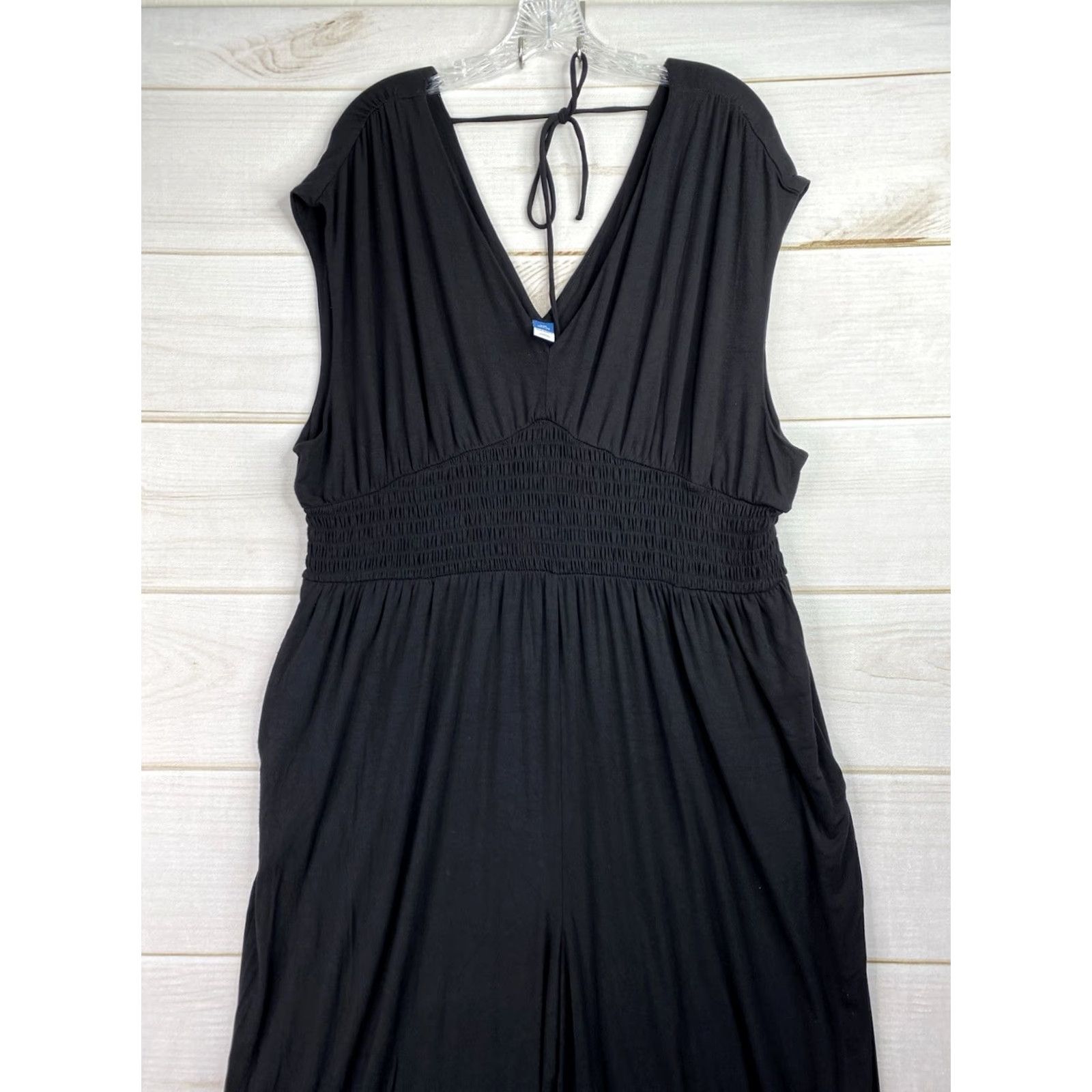 Old Navy Old Navy Jumpsuit XS-XXL Black Cap Sleeve Smocked Waist Wide Leg Pockets Vintage No Size 40" / US 18 - 2 Thumbnail