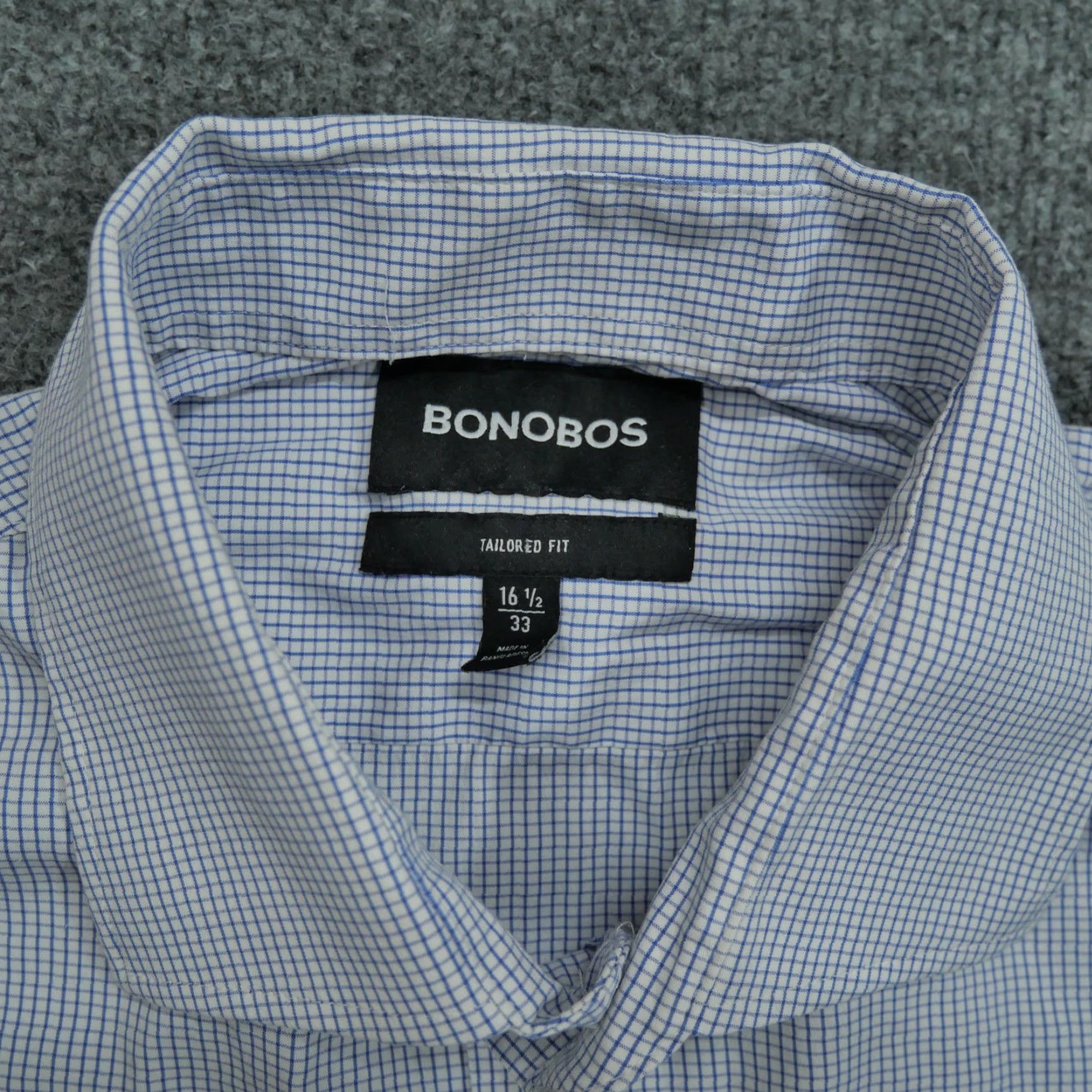 Bonobos Bonobos Shirt Mens 16.5 33 Plaid Button-Up Workwear Casual Cotton Blue White Tailored Fit Button-Through Collar Shirt Mens Regular Size 32 Size US XS / EU 42 / 0 - 4 Thumbnail