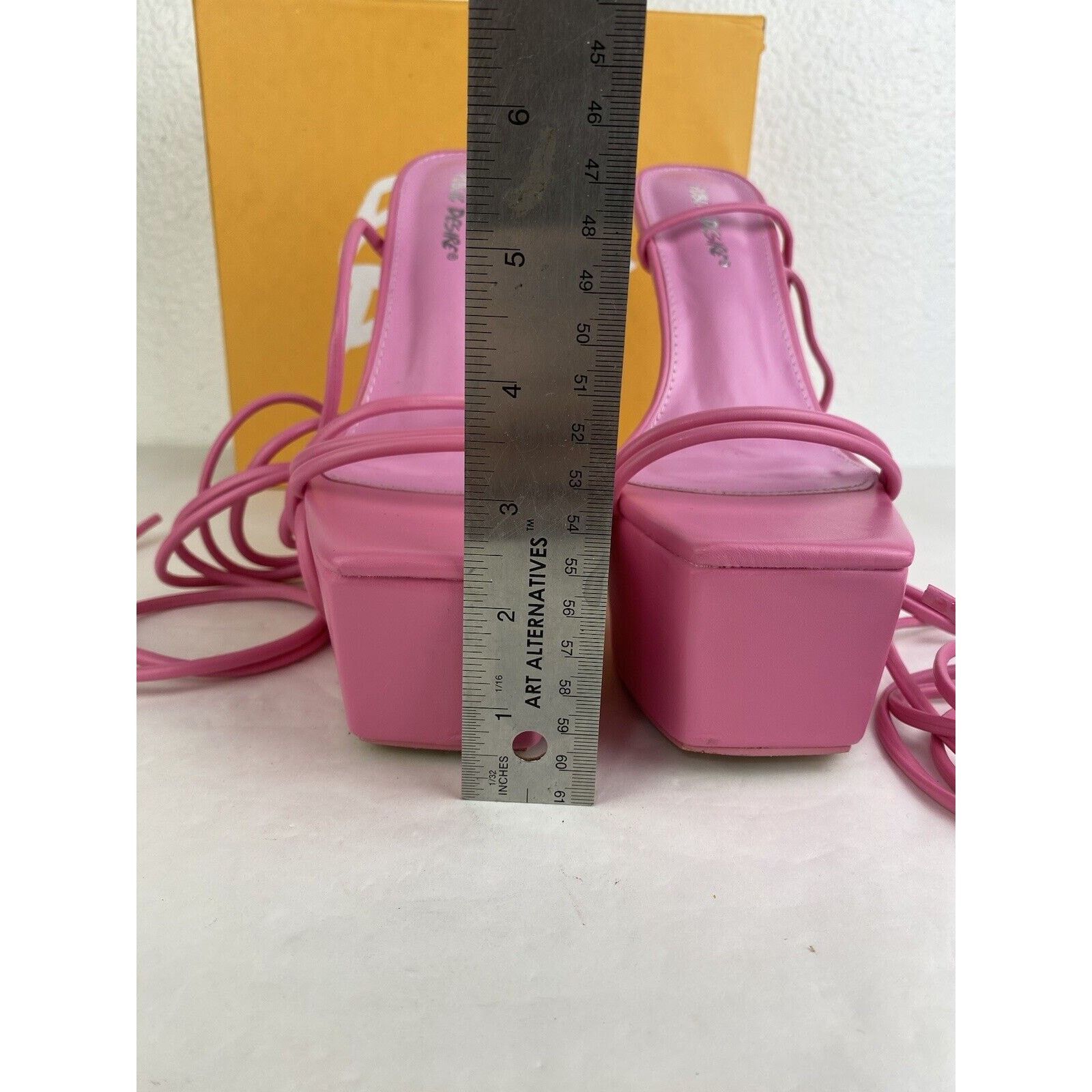Other Public Desire Block Heels Shoes Pink Anabele Box Lace Up Size US 8 / IT 38 - 5 Thumbnail