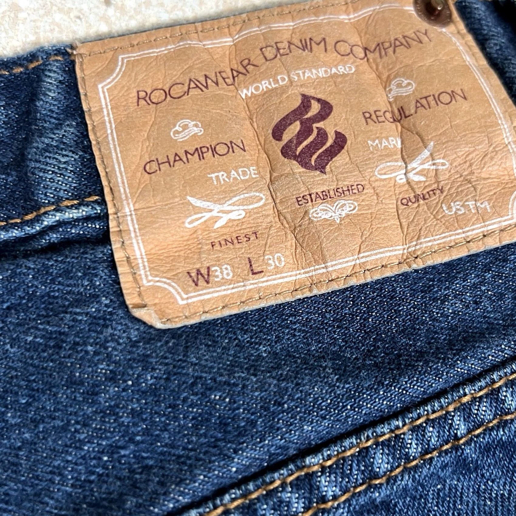 Rocawear VINTAGE Rocawear Jeans Wide-Leg 34x28 Jeans Blue Dark Wash 90s Y2K Baggy Mens Size US 34 / EU 50 - 3 Thumbnail