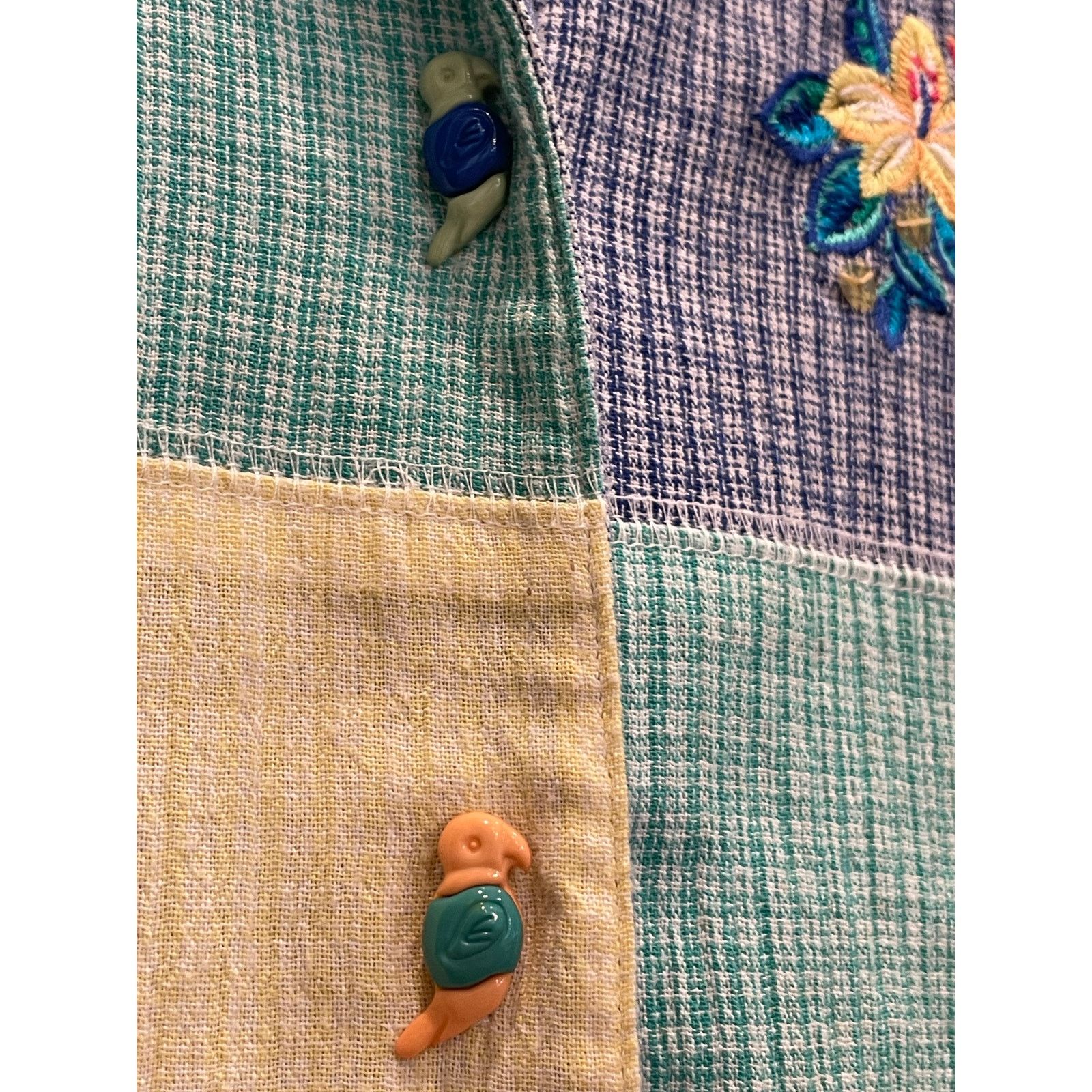 Other Napa Valley Vintage patchwork , parrot buttons 90's top Med Size M / US 6-8 / IT 42-44 - 6 Thumbnail