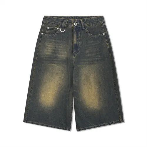 Japanese Brand × Jean Vintage distressed men's wide-leg straight denim shorts Size US 32 / EU 48 - 1 Thumbnail
