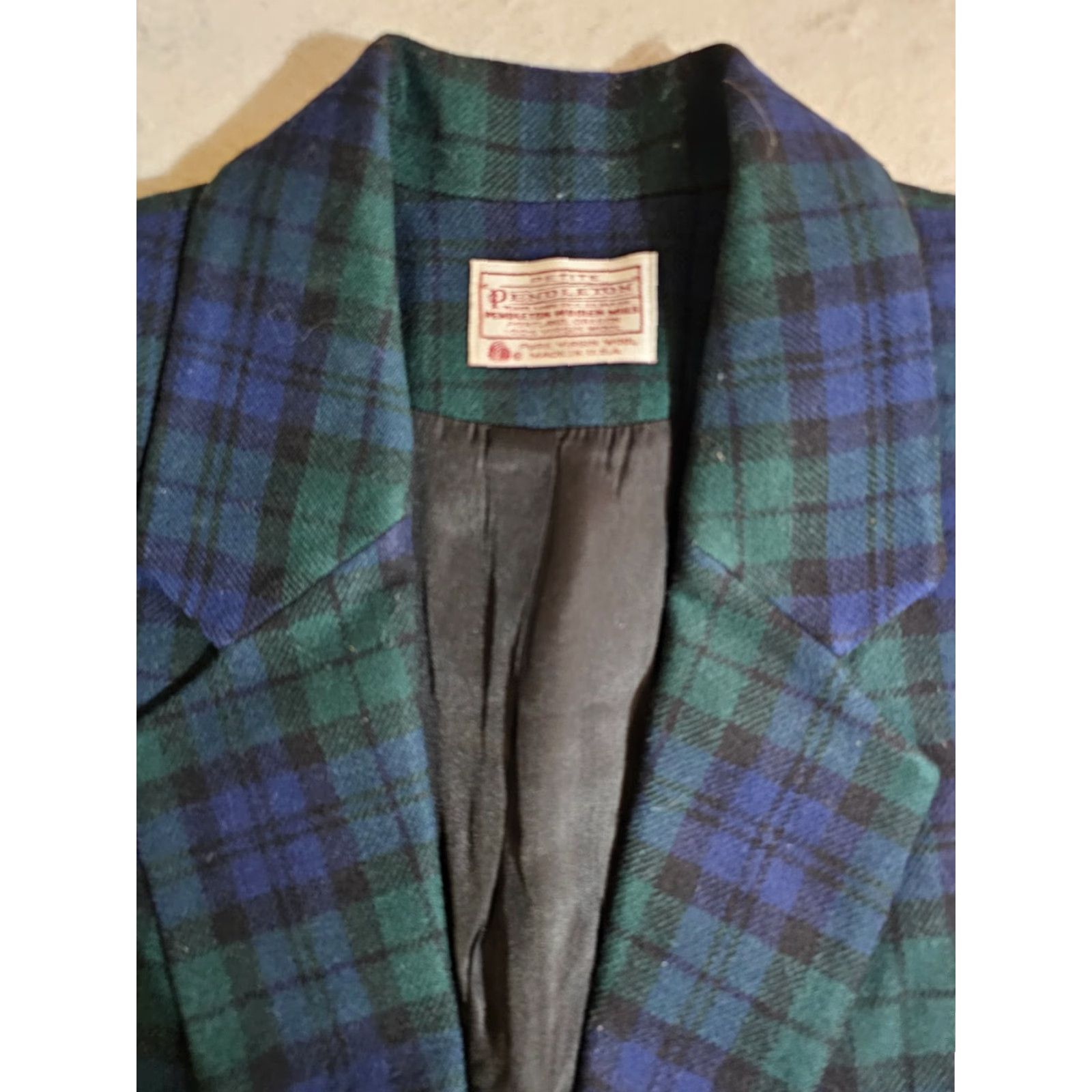 Pendleton VINTAGE Pendleton Blazer Jacket Size 8 Women Plaid Wool Tweed Notch Lapel One-Button Classic Green/blue 90s Size M / US 6-8 / IT 42-44 - 3 Thumbnail