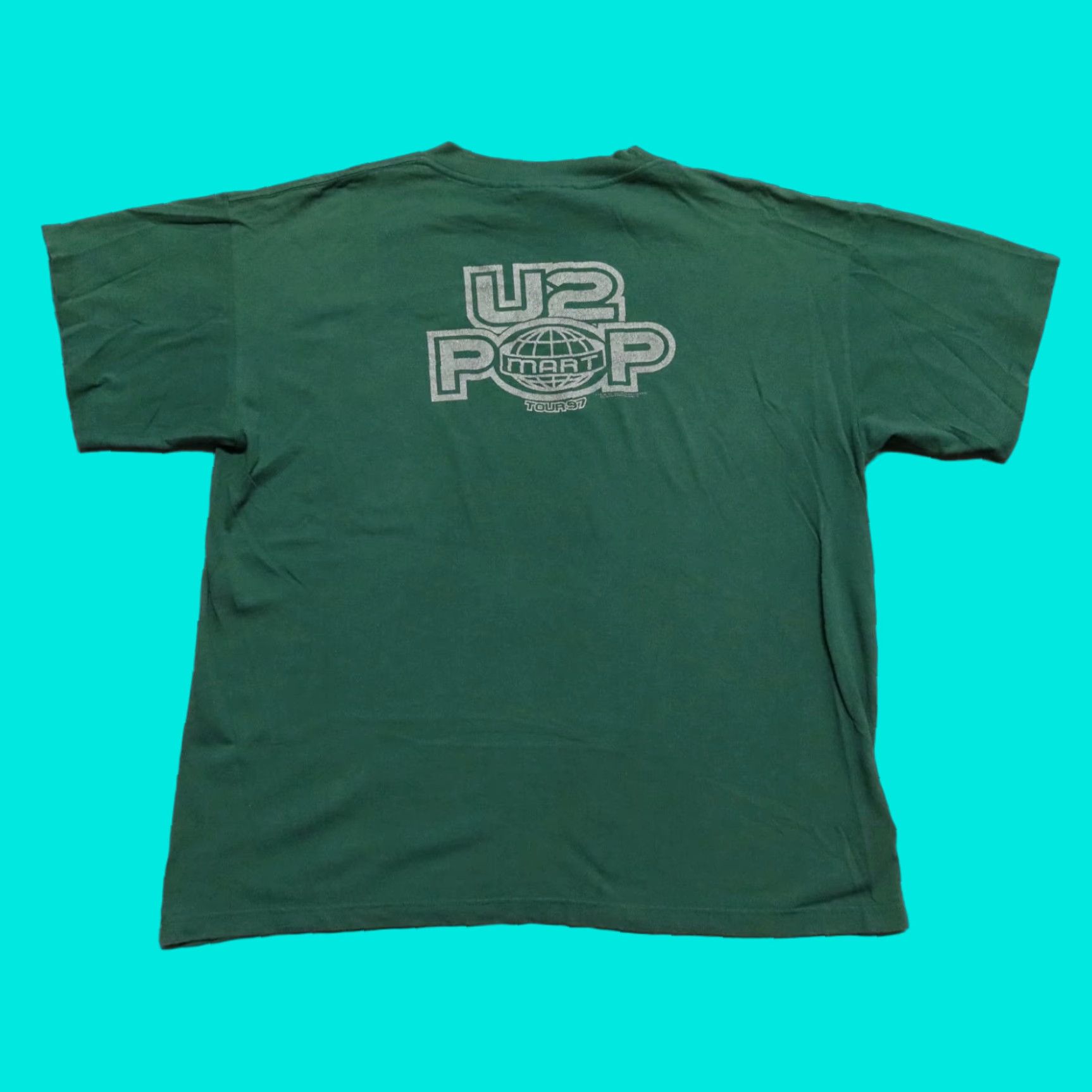POP MART Vintage U2 Popmart Tour Shirt XL Size Men Green XS? Size US XL / EU 56 / 4 - 1 Thumbnail