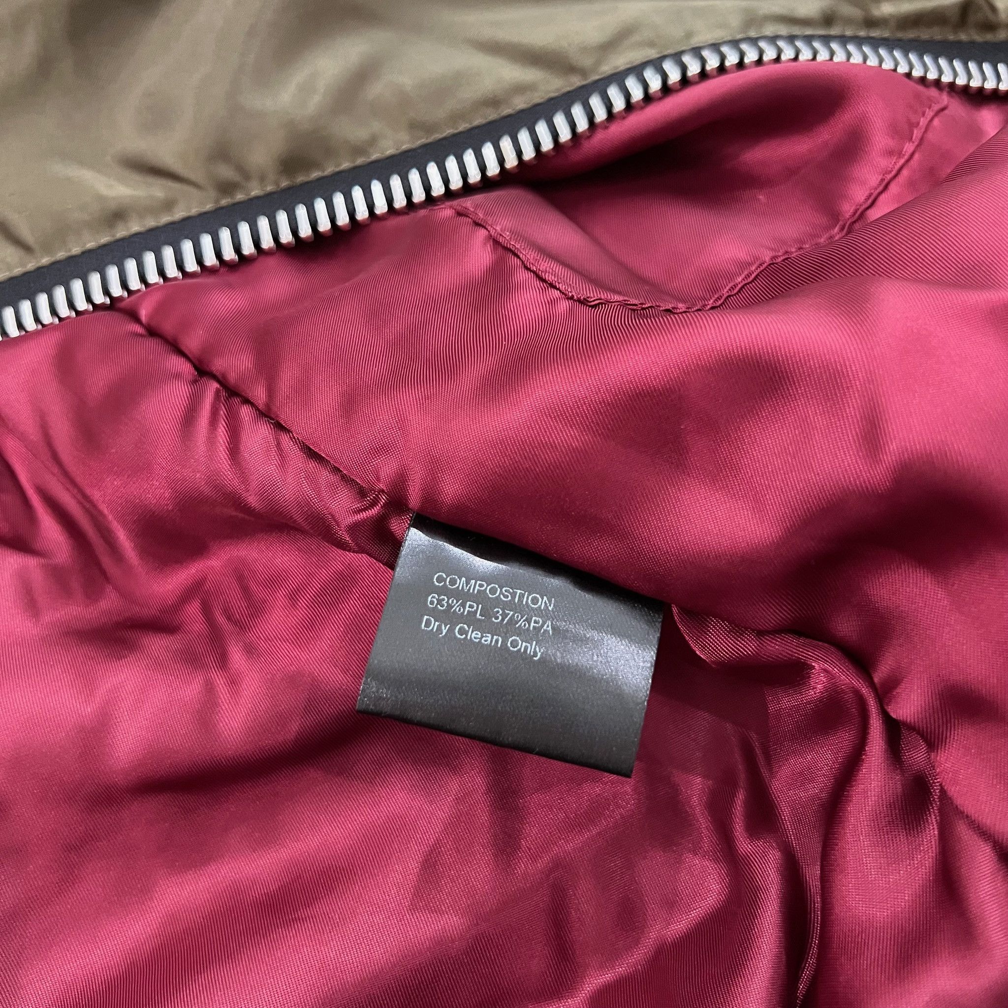Represent Puffy Satin Olive Bomber Jacket
