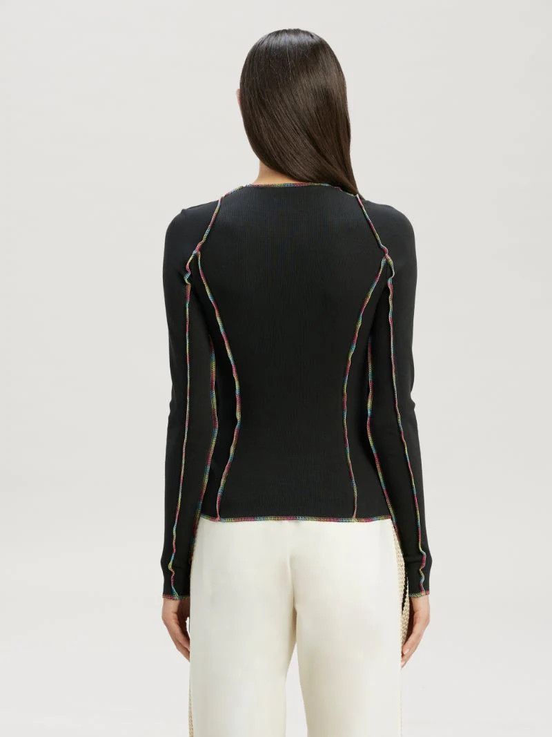 Palm Angels o1mle0924 Rainbow Stitching Fit Tee in Black Size XS / US 0-2 / IT 36-38 - 5 Thumbnail