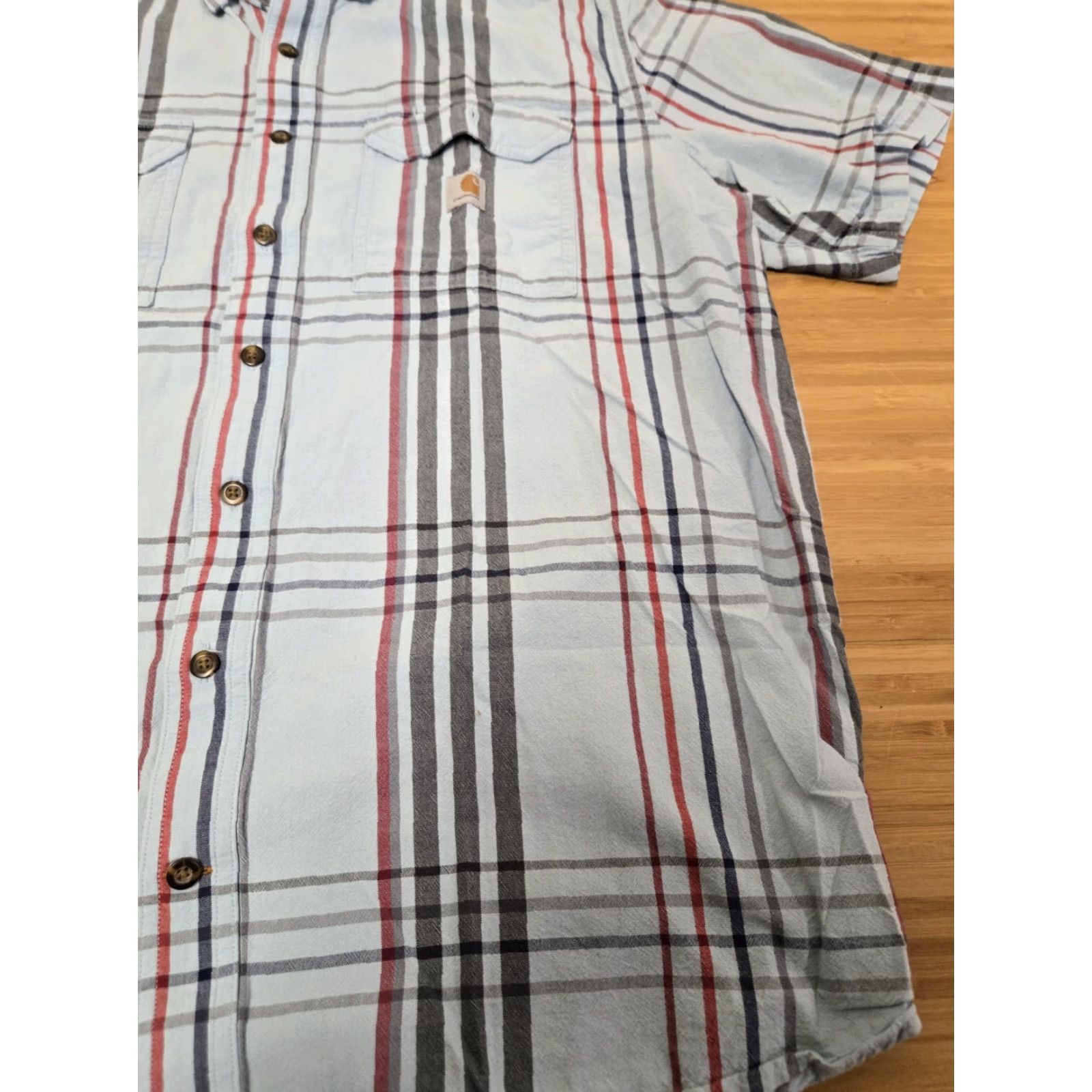 Carhartt Carhartt Shirt Men's XLT Button-Up Plaid Short Sleeve Loose Fit Blue Size US XL / EU 56 / 4 - 2 Thumbnail