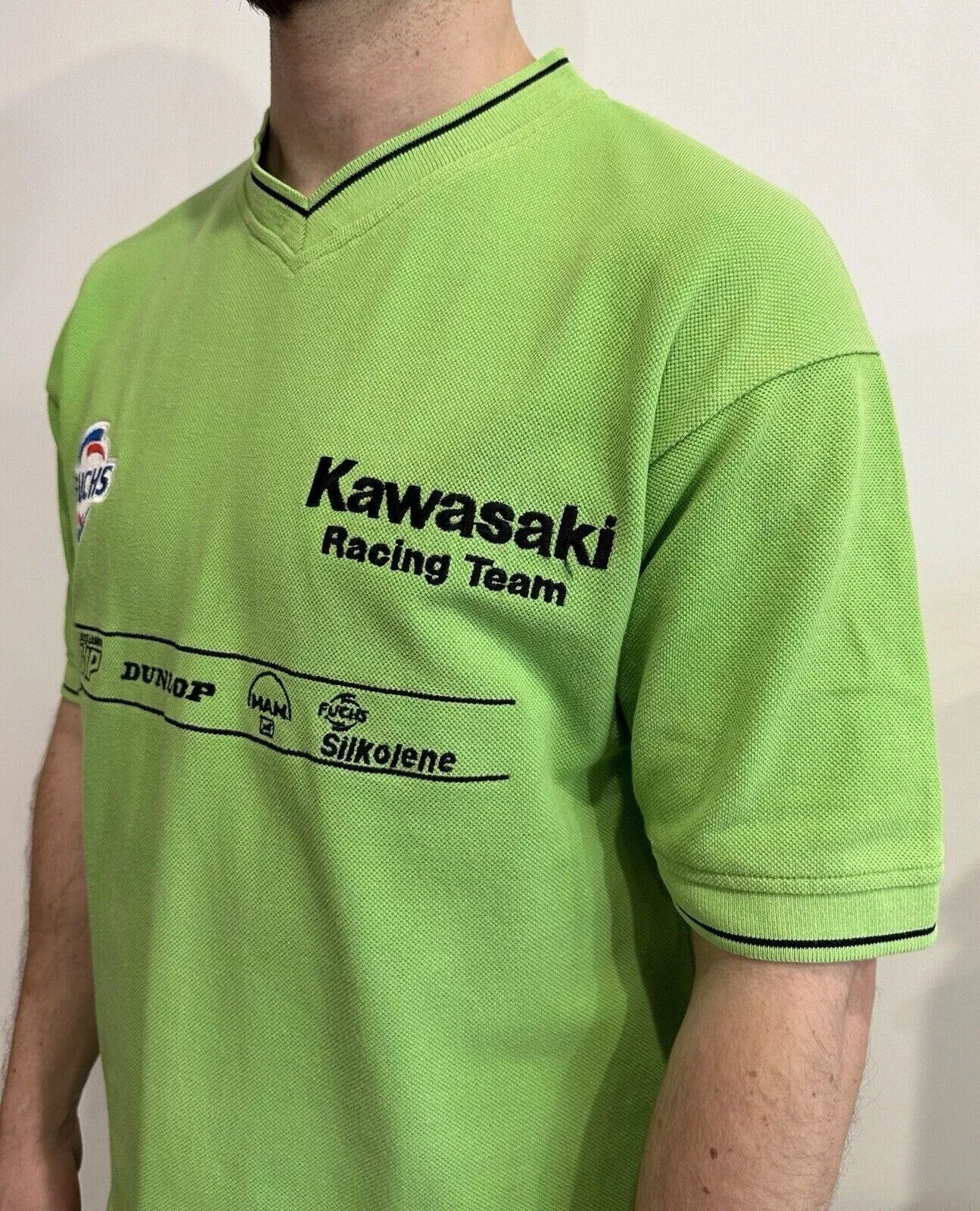 Vintage VINTAGE KAWASAKI RACING TEAM ECKL MOTO SHIRT FUCHS MENS S Size US S / EU 44-46 / 1 - 5 Thumbnail
