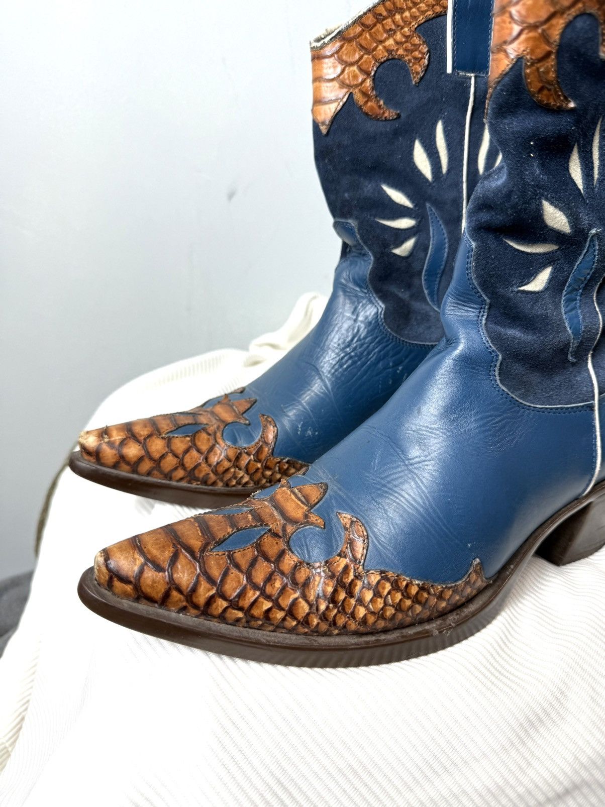 Cowboy Equipment Vintage Vic Matie Western Snake Leather Cowboy Boots Size US 6 / IT 36 - 2 Thumbnail