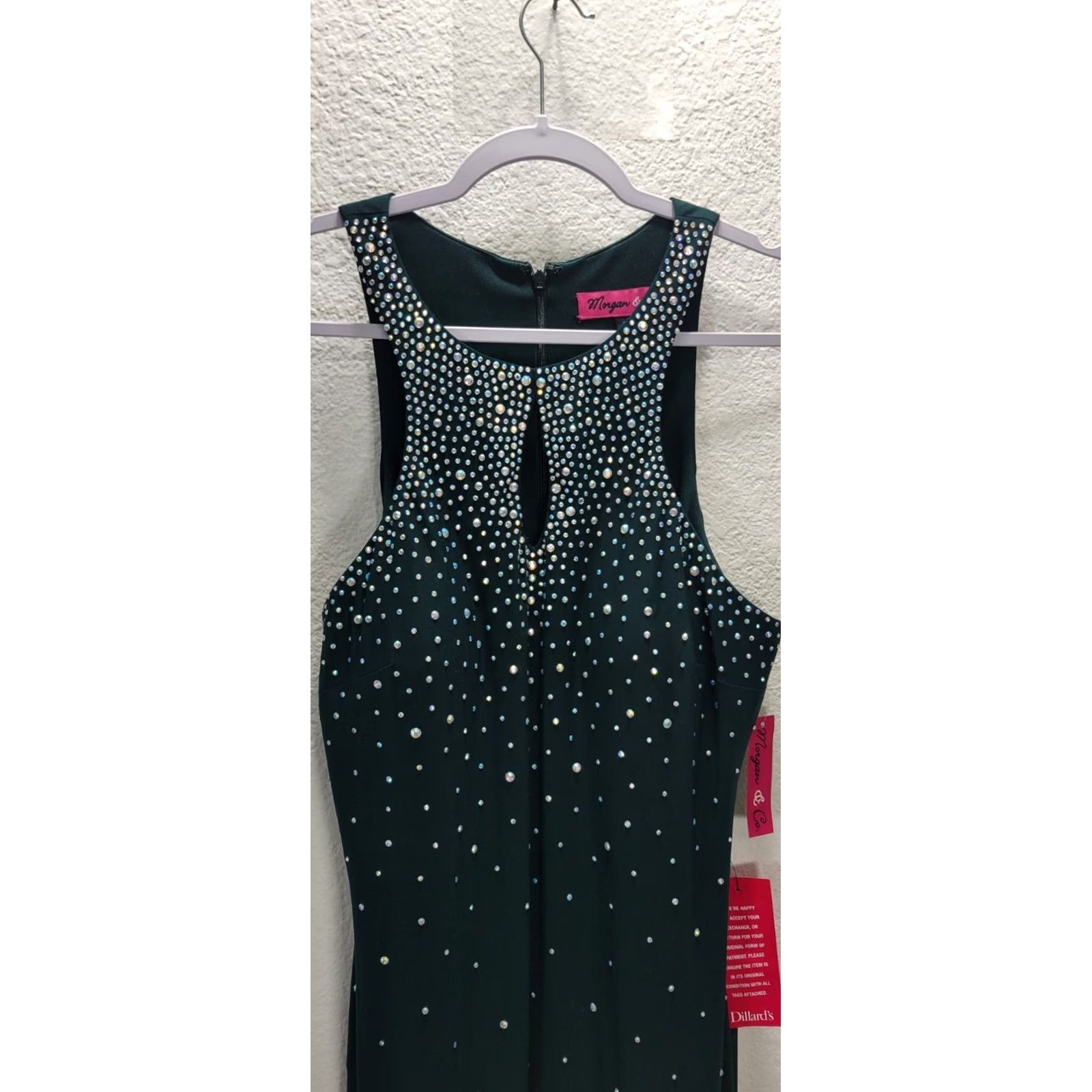 Vintage Morgan Co. Green Mermaid Maxi Rainstone Prom Evening Dress Sz 17 NWT Size XXL / US 16-18 / IT 52-54 - 4 Thumbnail
