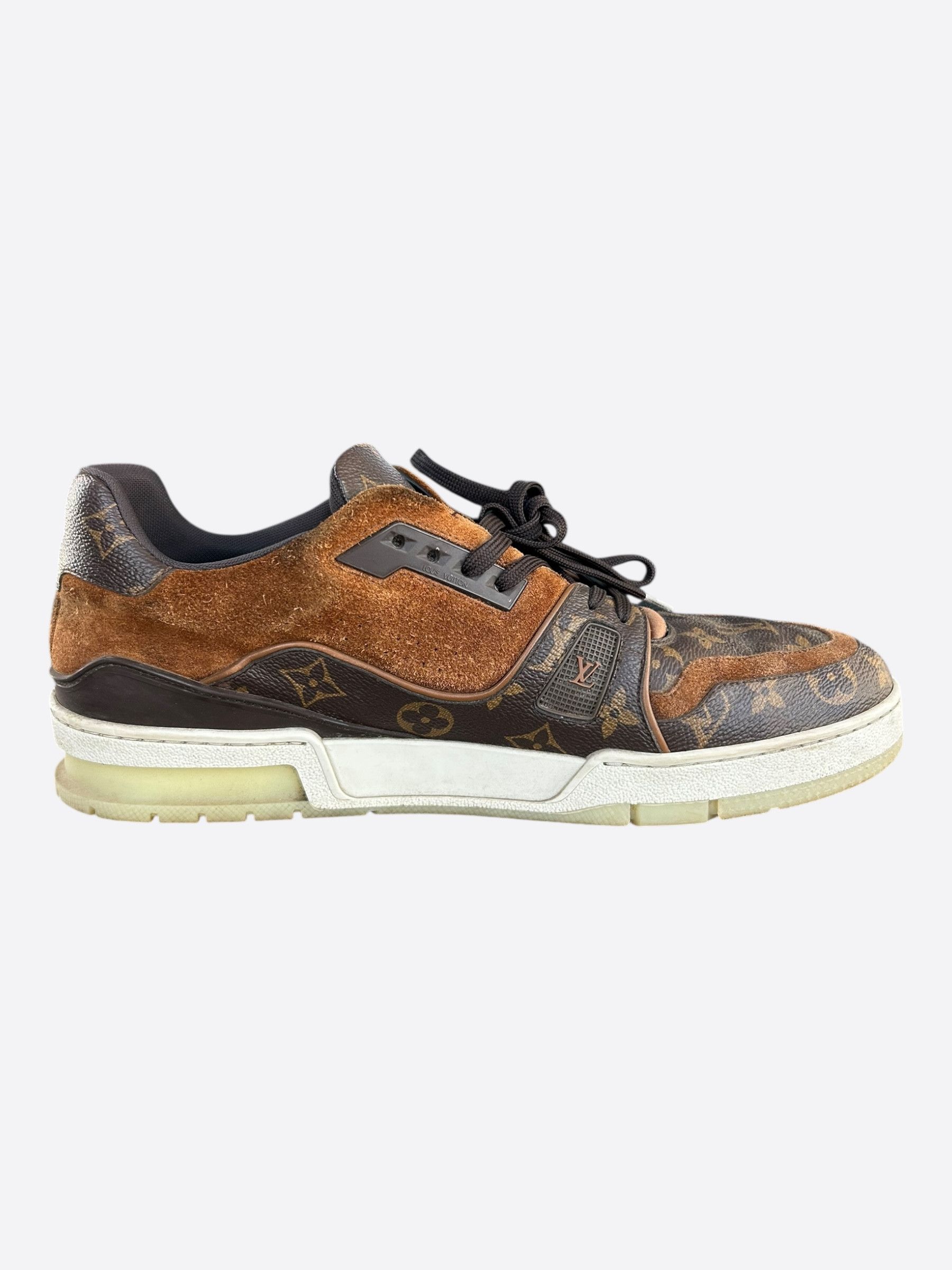 Louis Vuitton Louis Vuitton Brown Suede Monogram Trainers Size US 11 / EU 44 - 5 Thumbnail