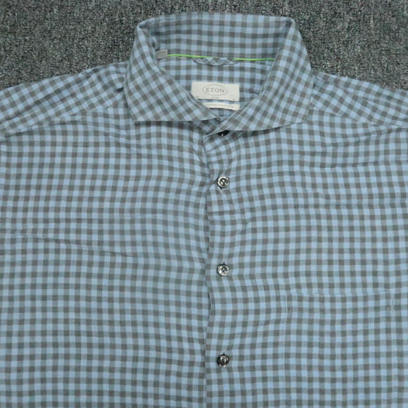 Eton VINTAGE Not applicable; use best structure: Eton Dress Shirt Mens Large Blue Gingham Slim Fit Long Sleeve Button Up Size US L / EU 52-54 / 3 - 2 Thumbnail