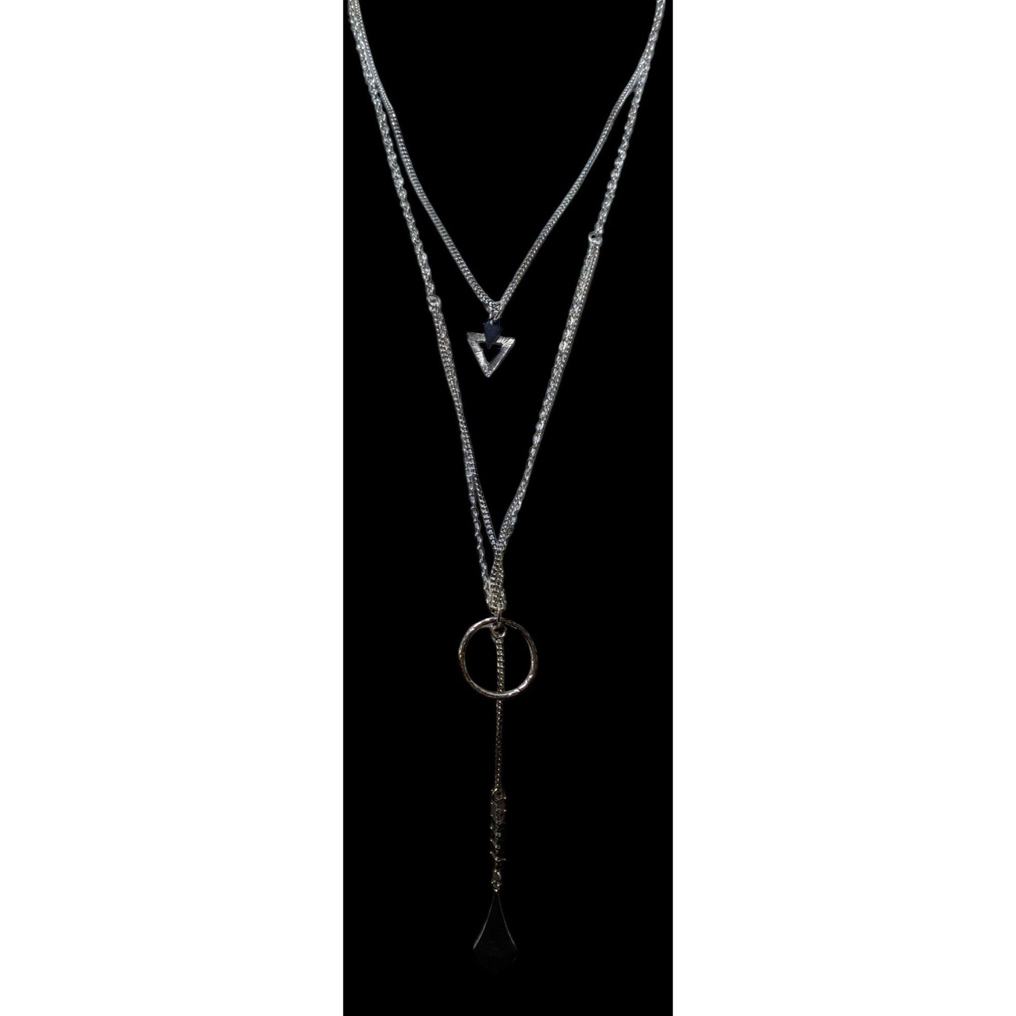 Other Multilayer Geometric Silver Tone Charm Necklace Size ONE SIZE - 2 Thumbnail