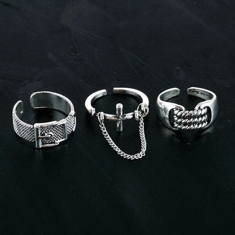 Jewelry Cross Rare Jewelry Rings Open Size Chrome Ring (Size 7-13) Size ONE SIZE - 5 Thumbnail