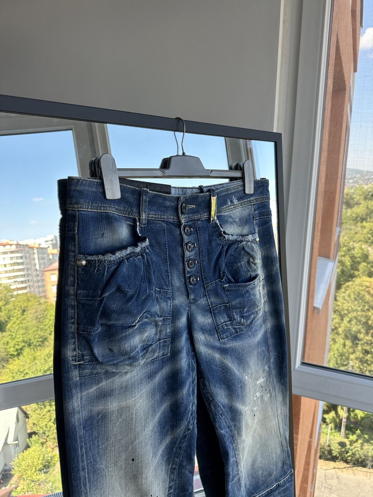 Vintage High Everyday Couture Distressed Jeans Italy Carpenter Cargo Size 34" / US 12 / IT 48 - 8 Thumbnail