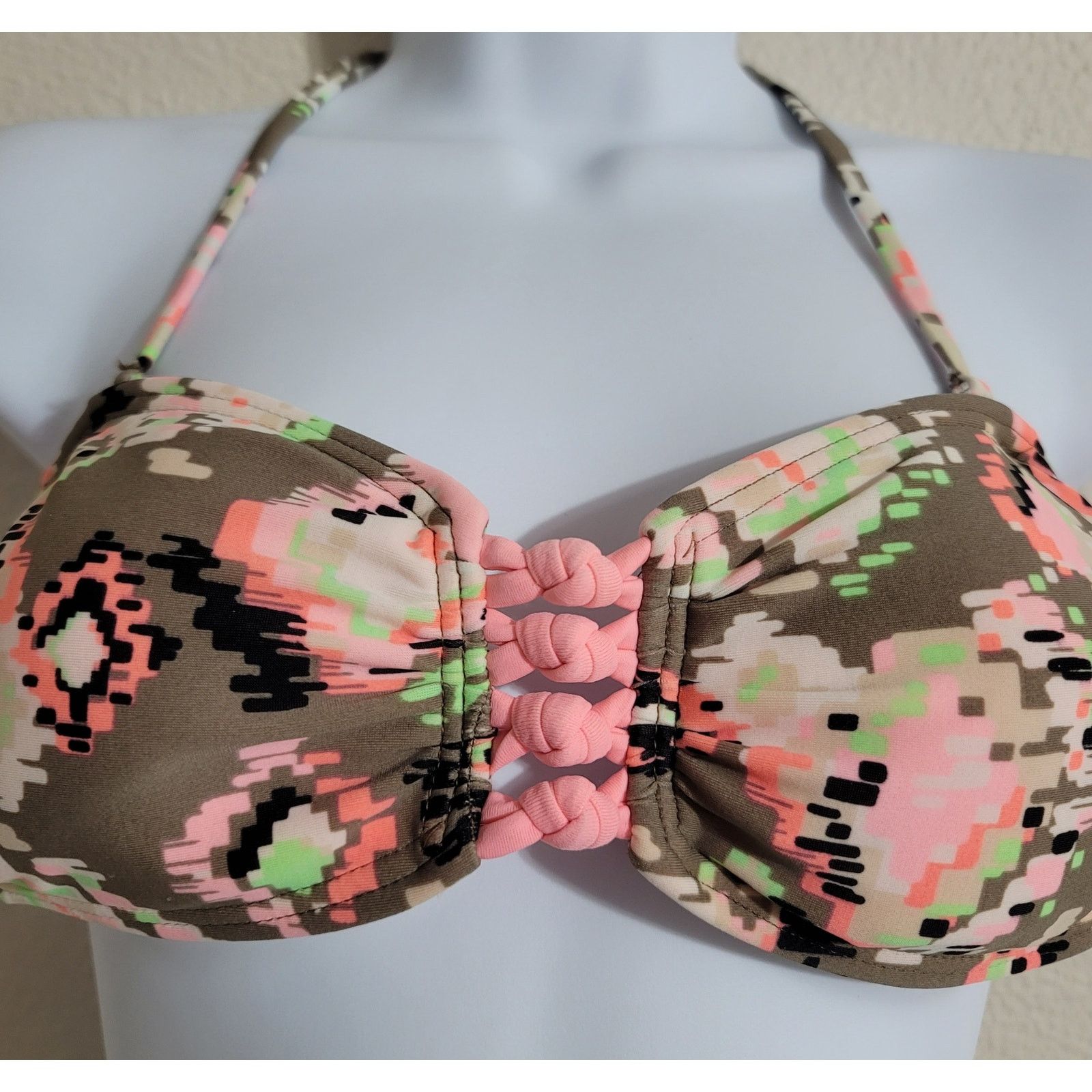 Other Gossip Orange Geo Bandeau Bikini Top S Padded Braided Sides Size ONE SIZE - 5 Thumbnail