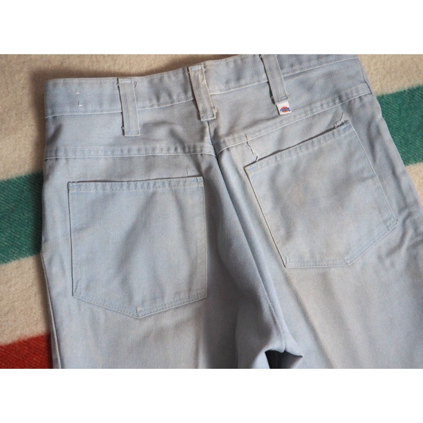 Dickies VTG Dickies Light Blue Gray Distressed 1970s Talon Chino Pants 29x26 Grunge Look Jeans/ Pants Mens Womens Size US 29 - 3 Thumbnail