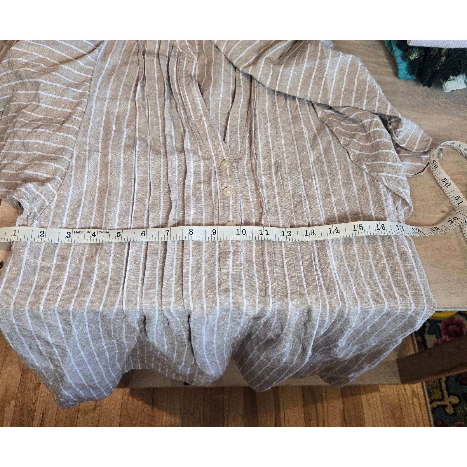 Loft Loft linen dress flowy flutter sleeves sz S striped Size S / US 4 / IT 40 - 7 Thumbnail