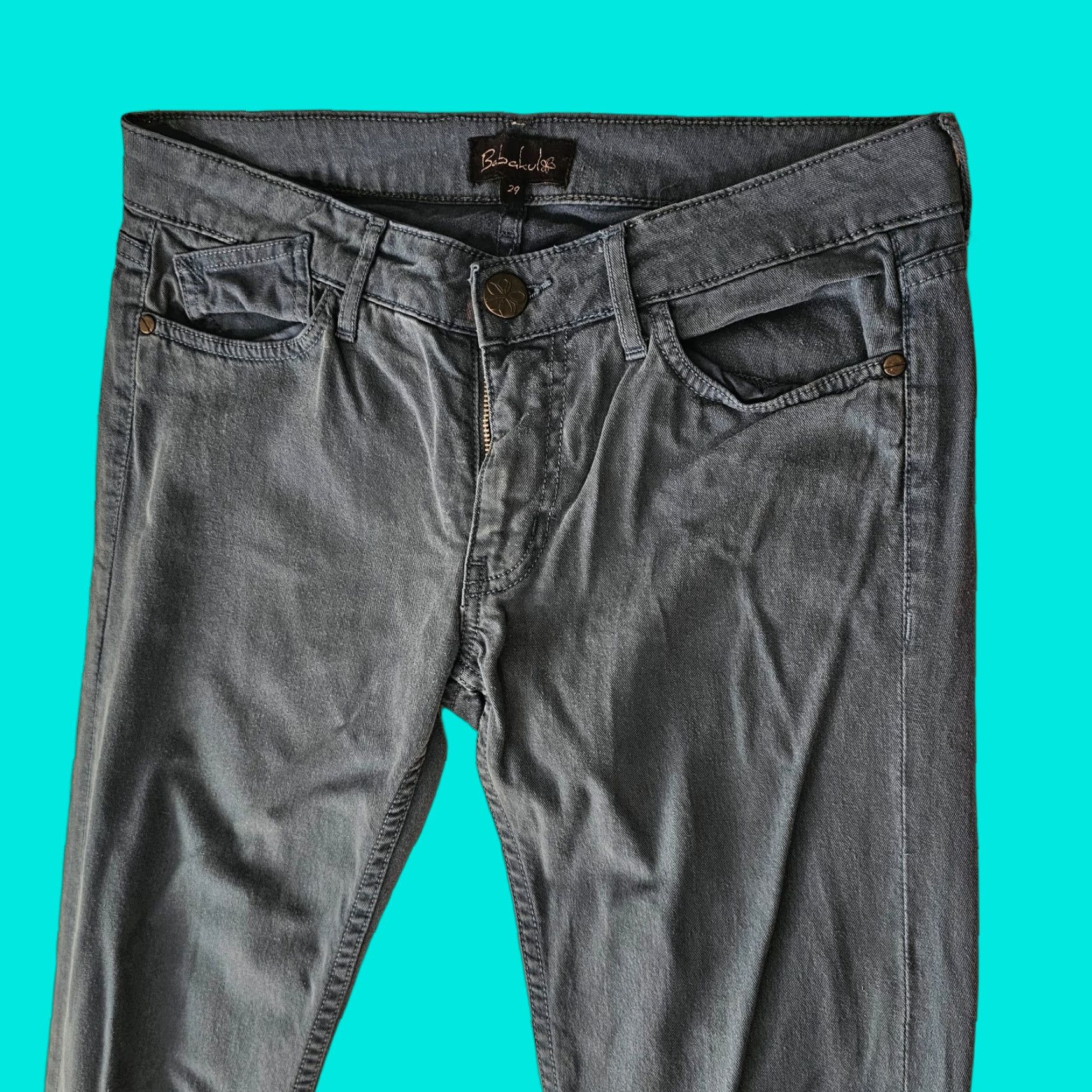 Vintage VINTAGE Babakul Chino Pants Women 29 Blue Stretch Zipper Metal Rivet Accents Size 29" - 1 Thumbnail