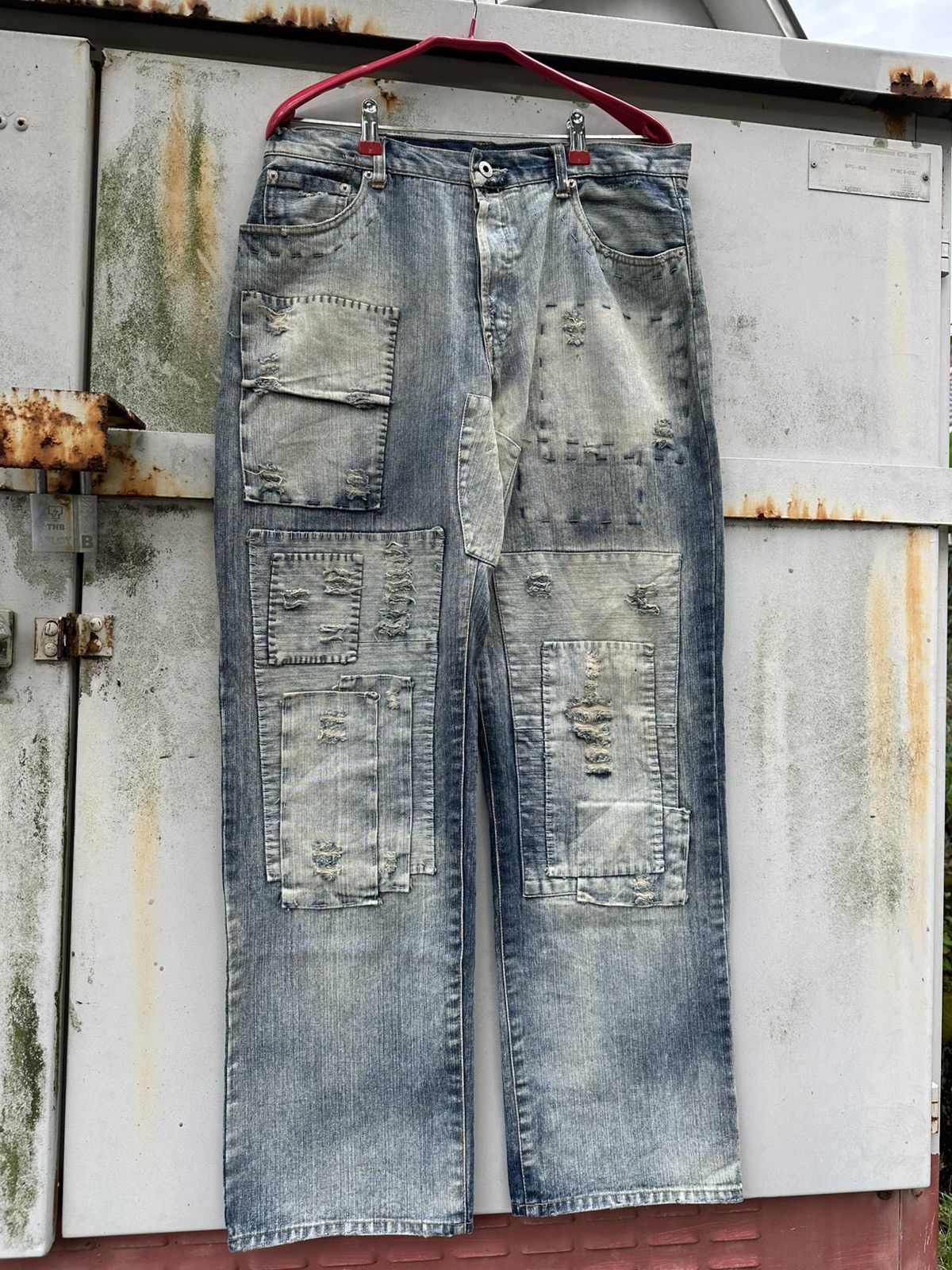 Vintage 👹Vintage Circum Embroidery Patchwork Baggy Jeans Size US 33 - 3 Thumbnail