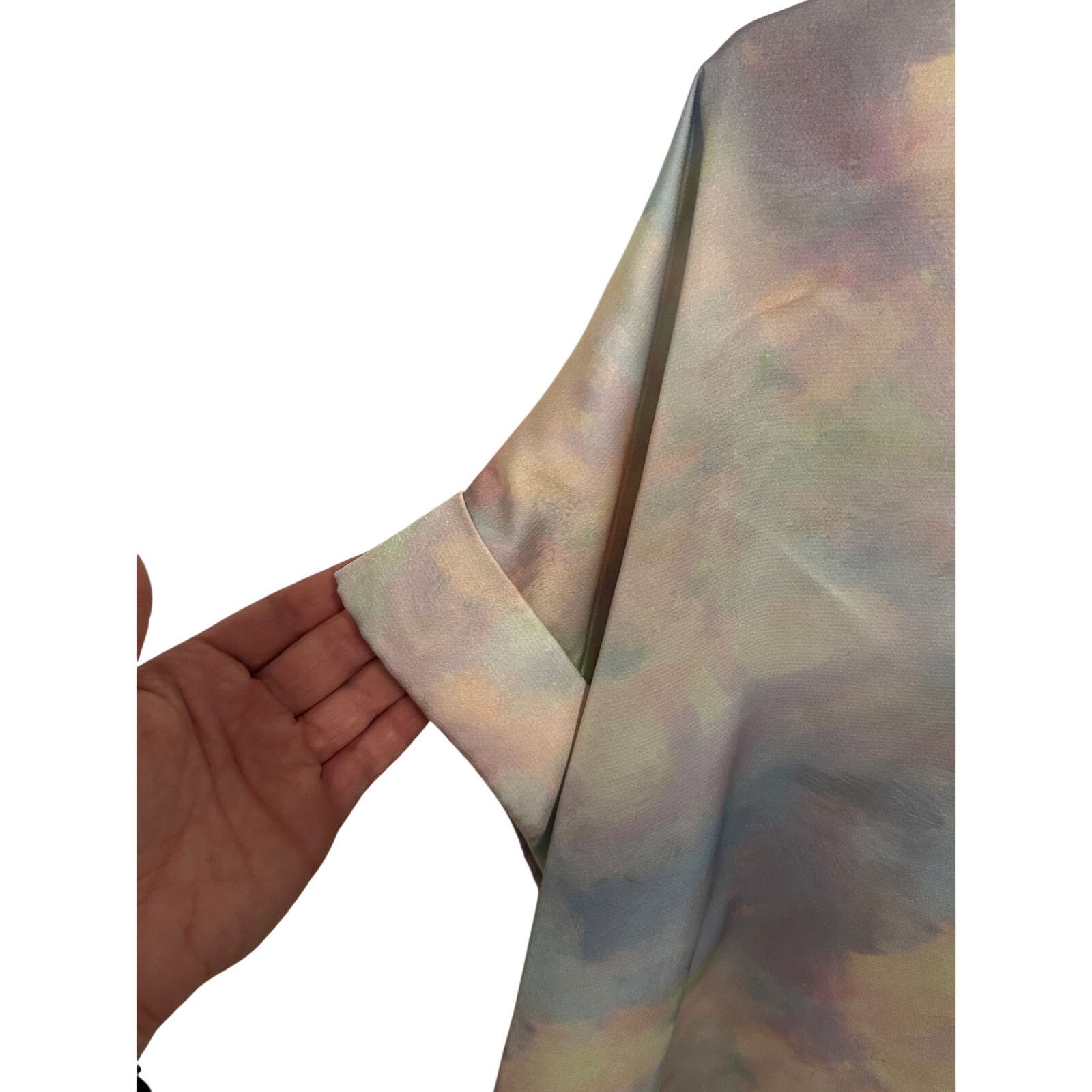 Other KARLIE Tie Dye Multicolor Short Rolled Sleeve V-Neck Blouse Size M / US 6-8 / IT 42-44 - 4 Thumbnail