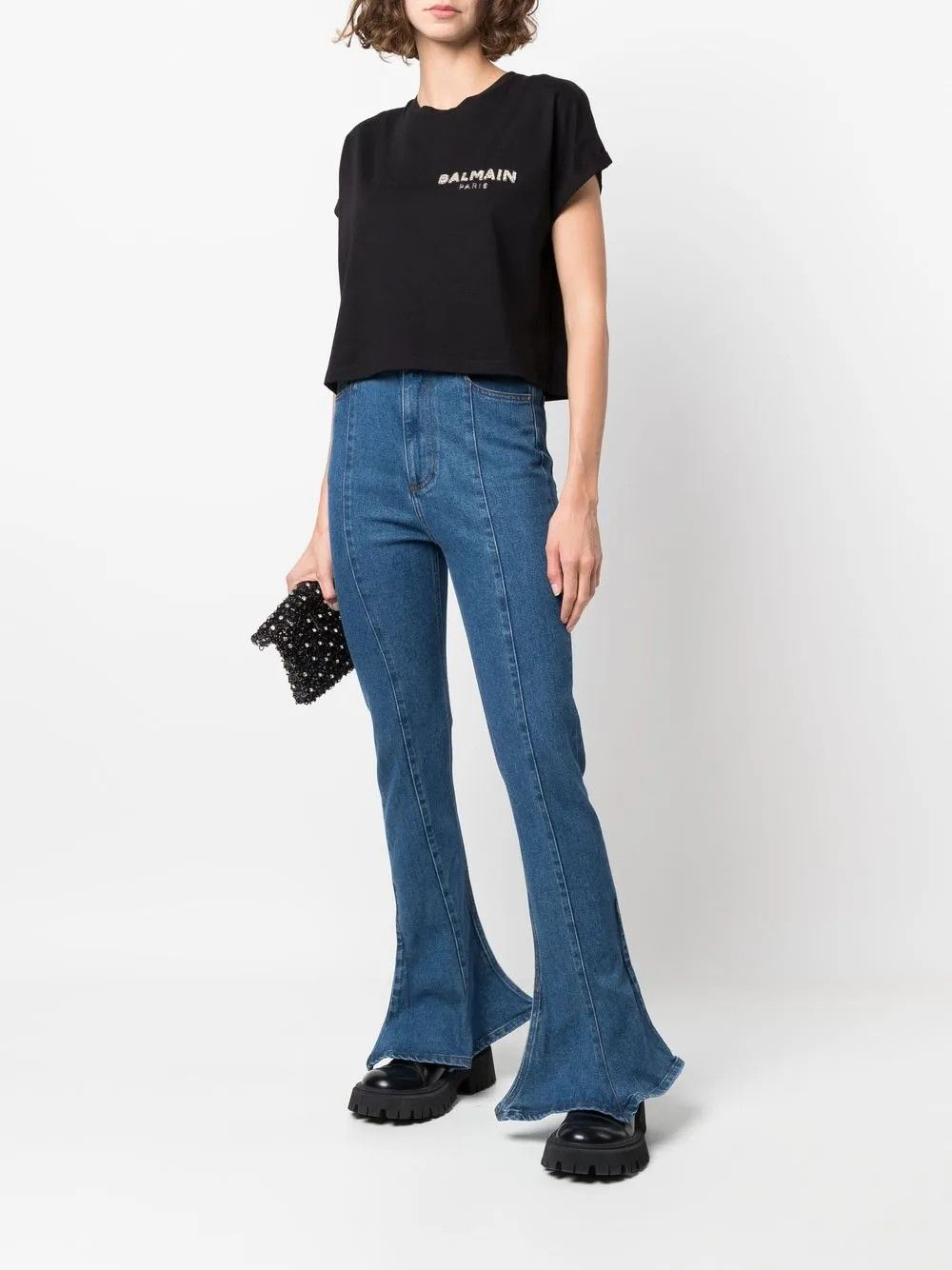 New Balance o1s1wg110725 Sequin Logo Round Neck T-Shirt in Black Size M / US 6-8 / IT 42-44 - 2 Thumbnail