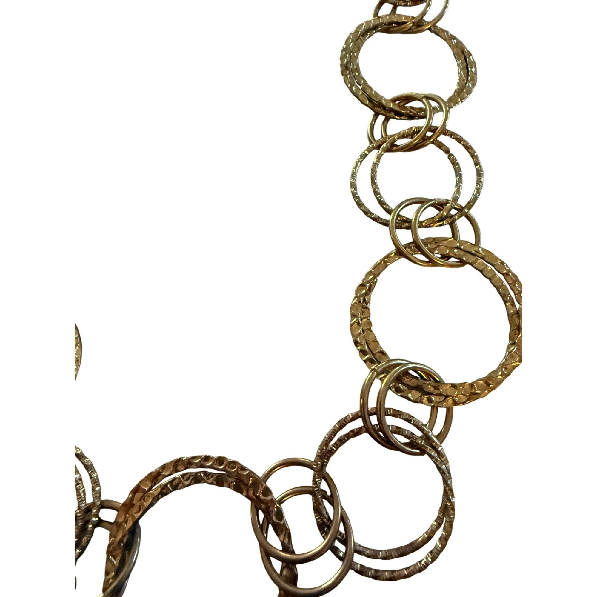 Other Vintage Chunky Gold-Tone Hammered Circle Link Chain Necklace Size ONE SIZE - 2 Thumbnail