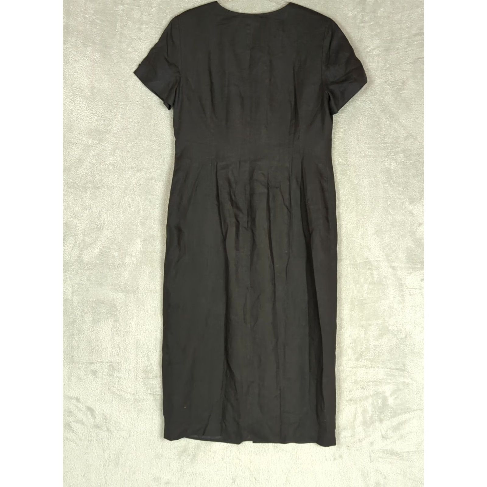 Talbots Vtg Talbots Maxi Dress Irish Linen Button Front Black Lagenlook Goth Short Sleeve Round Neck Tailored Casual Party/Cocktail Womens 16 Size XXL / US 16-18 / IT 52-54 - 4 Thumbnail