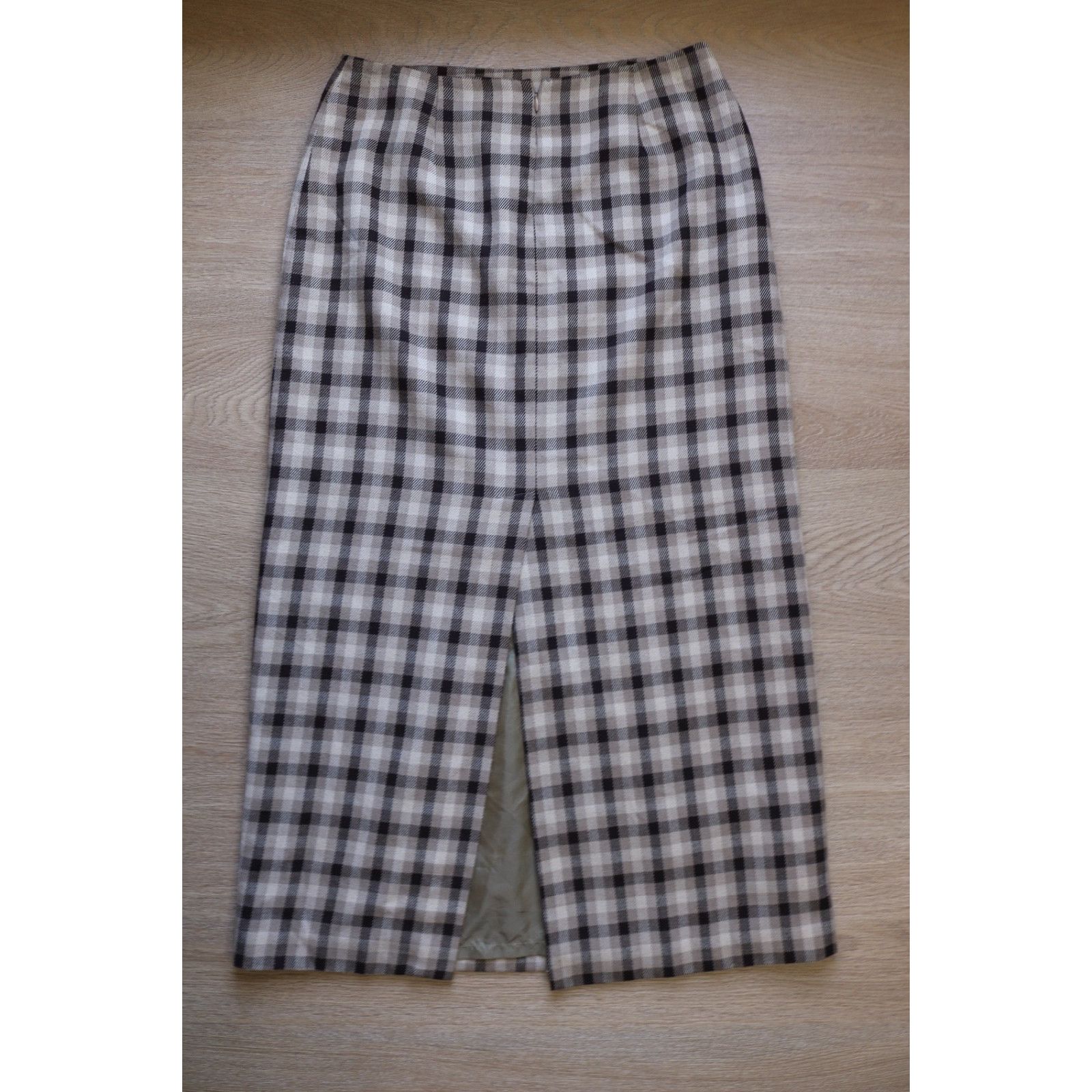 Other Beige and Brown Plaid Midi Pencil Skirt size 8 lined Size 30" / US 8 / IT 44 - 3 Thumbnail