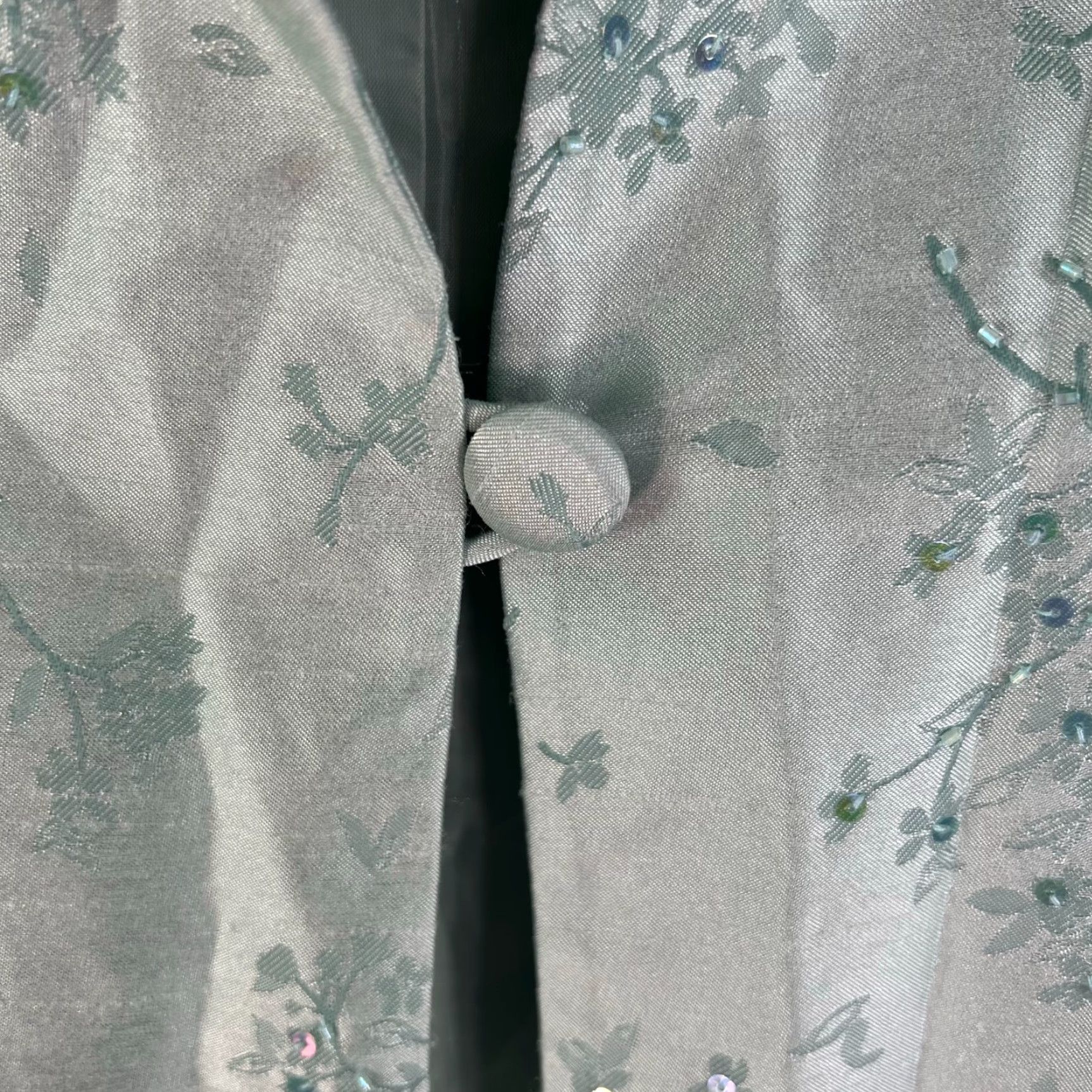 Coldwater Creek Coldwater Creek Shacket Jacket Blazer Green 8 Sequin Pads Mint Sherbet Muted Green Satin 3/4 Sleeve Mid-Length Womens Vintage No Size M / US 6-8 / IT 42-44 - 5 Thumbnail