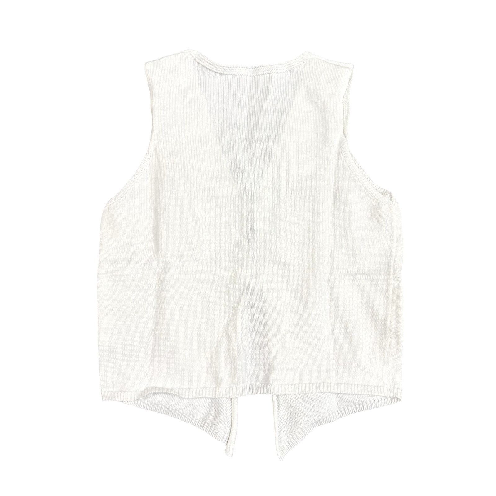 Shein Women's V-Neck Sweater Open Front Detail Tank White, Size M Size M / US 6-8 / IT 42-44 - 2 Thumbnail