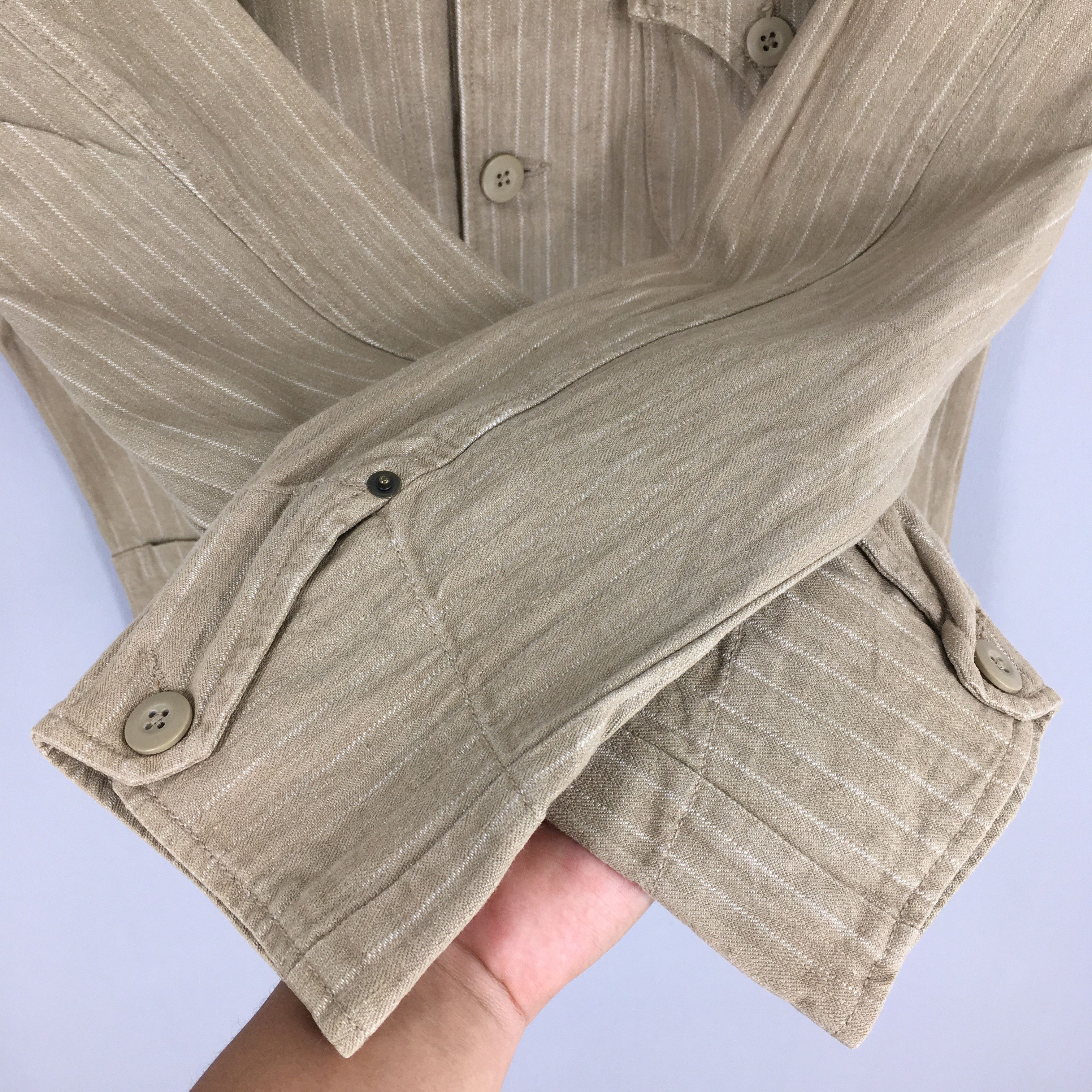 Vintage Vintage 90's Big Shark Jeans Stripes Beige Labor Jacket L Size US L / EU 52-54 / 3 - 3 Thumbnail